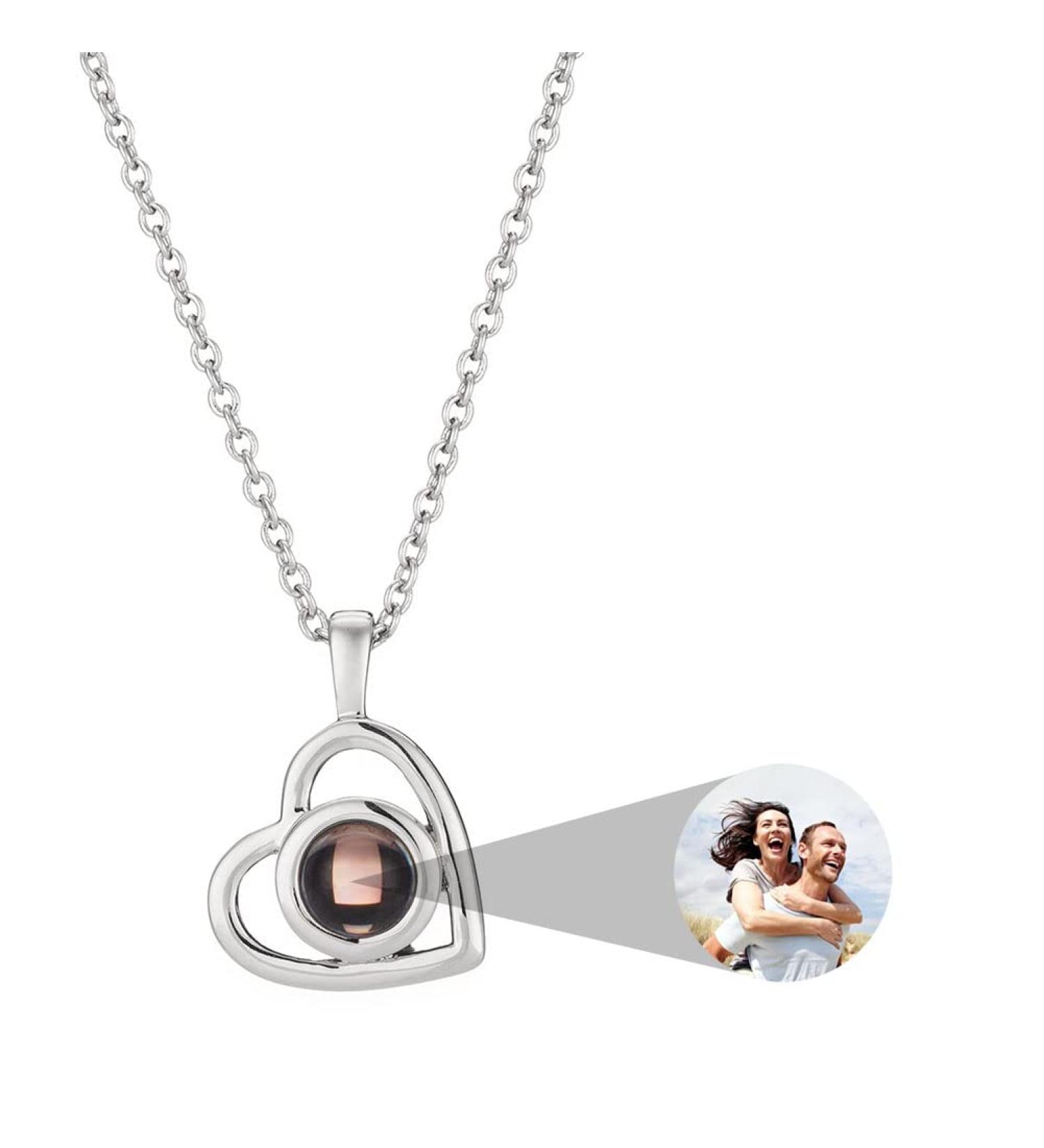 Personalized Picture Projection Necklace for Women - Custom Love Heart Pendant - Buy Online on GoSupps.com