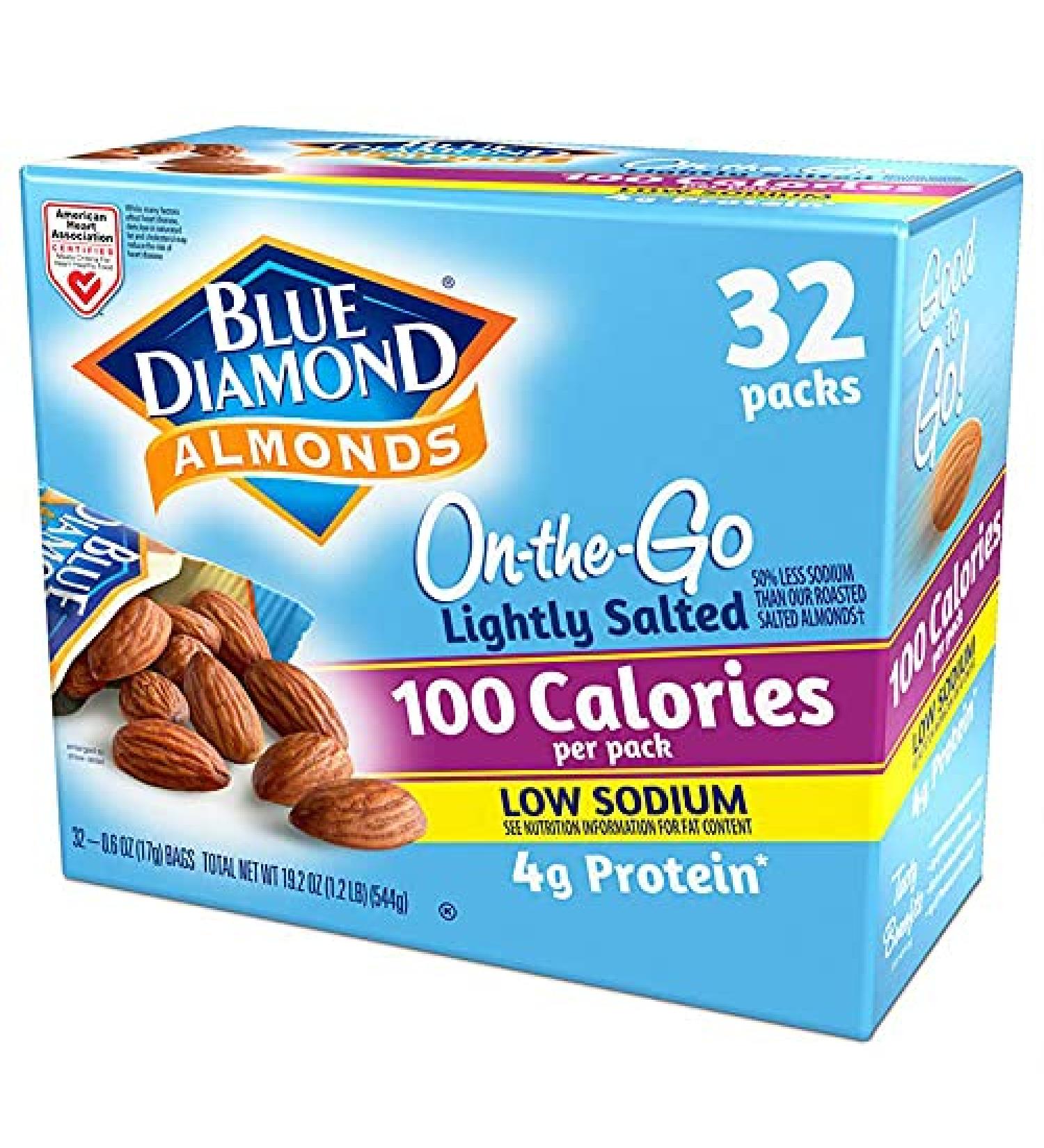 Blue Diamond Almonds Lightly Salted, Low Sodium, 100 Calorie Packs, 32 Count