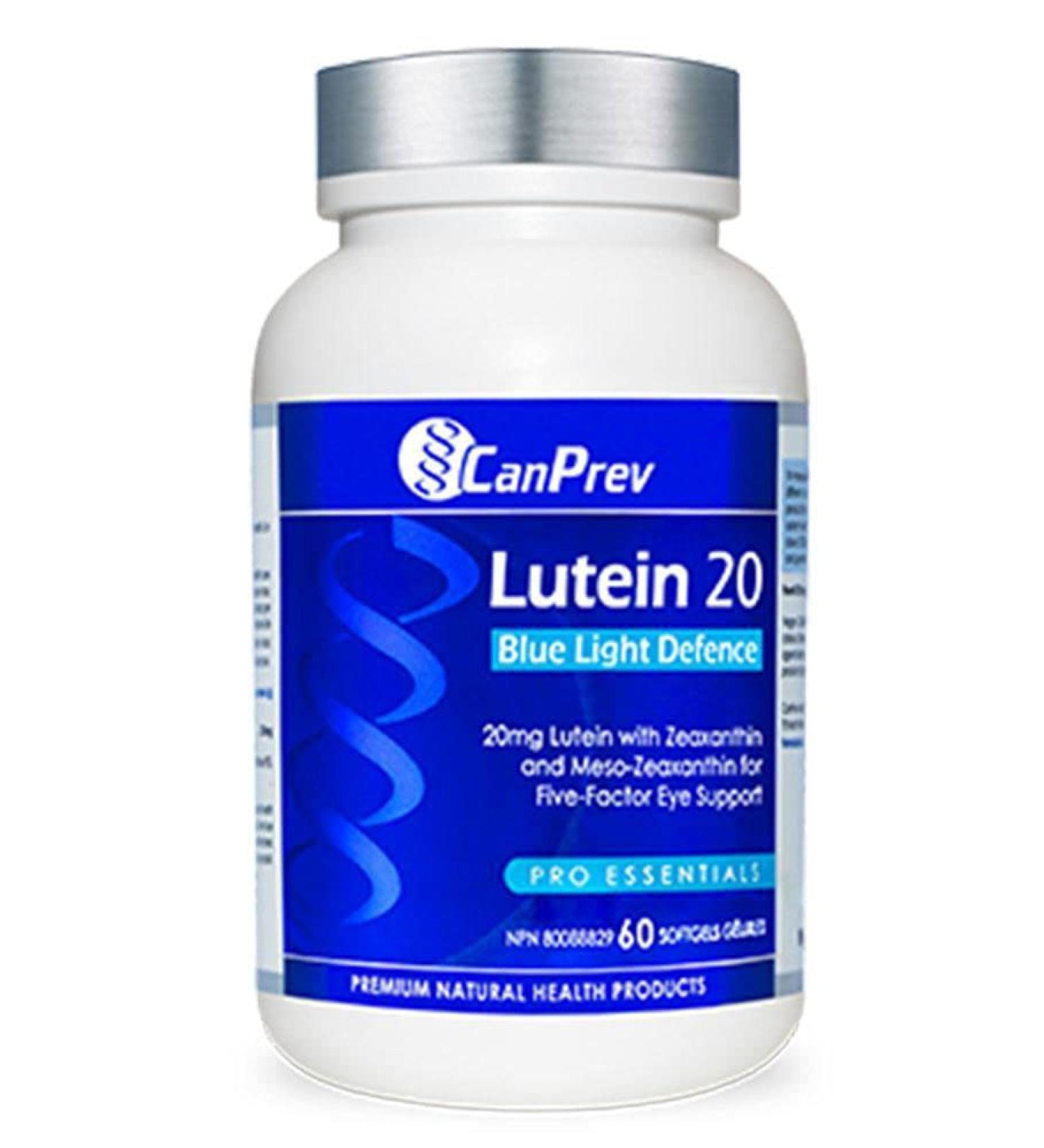 CanPrev Lutein 20mg 60 Softgels - Blue Light Defence for Eyes - Eye Vitamins with Lutein and Zeaxanthin - Eye Care Supplement - Supports Vision - Eye Vitamins for Adults - Premium Eye Supplements