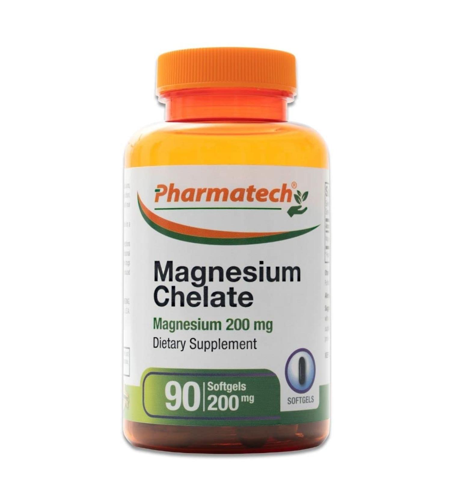 Pharmatech Magnesium Chelate 200mg Softgels - High Absorption, Better Sleep, Stress Relief & Energy Support for Women and Men - 90 Count - Buy Online on GoSupps.com