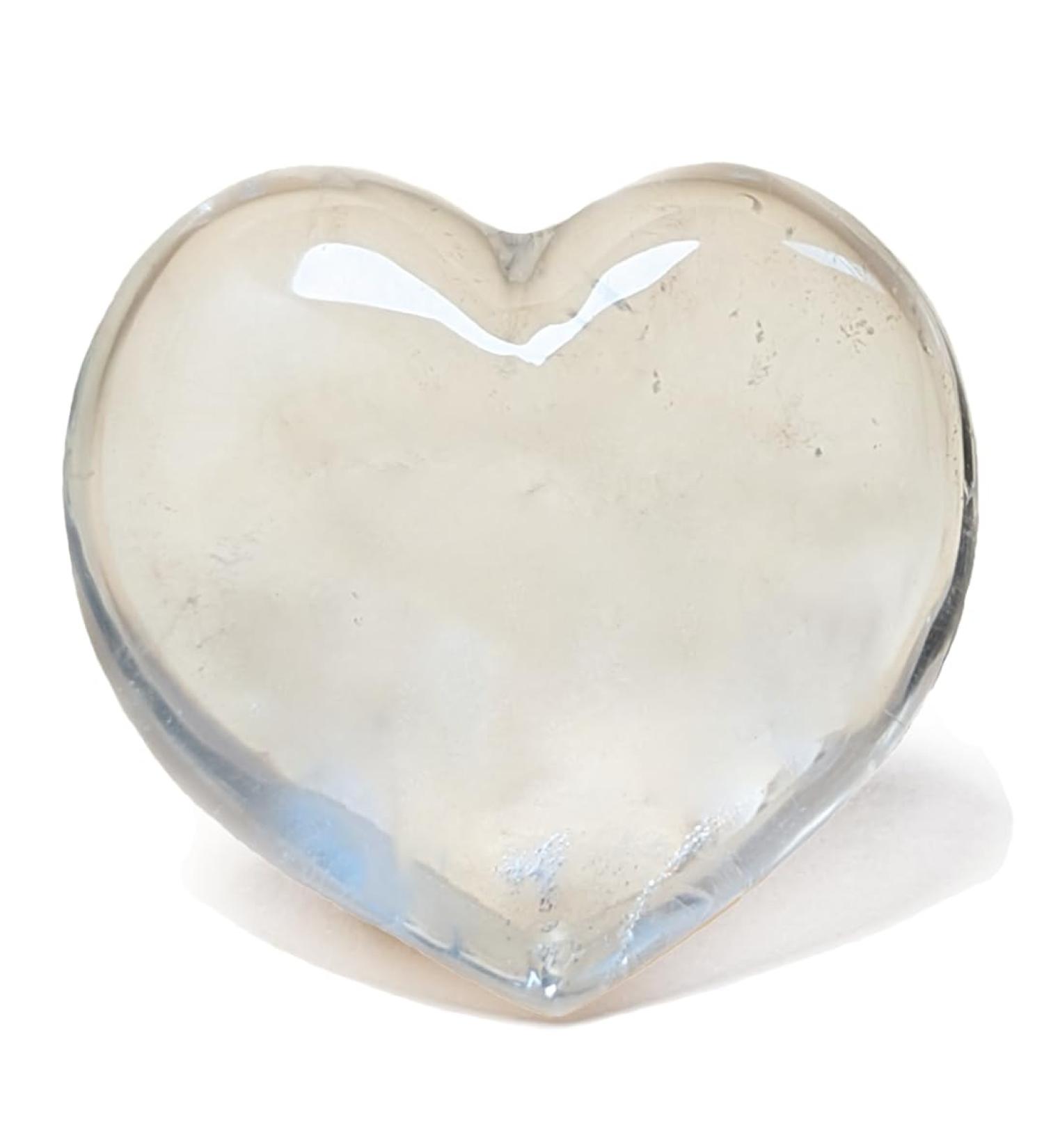 Eusice Heart Bergkristall (White Quartz) - Handmade Natural Stone for Well-Being Lithotherapy Chakra & Meditation - 40mm-55mm - Buy Online on GoSupps.com