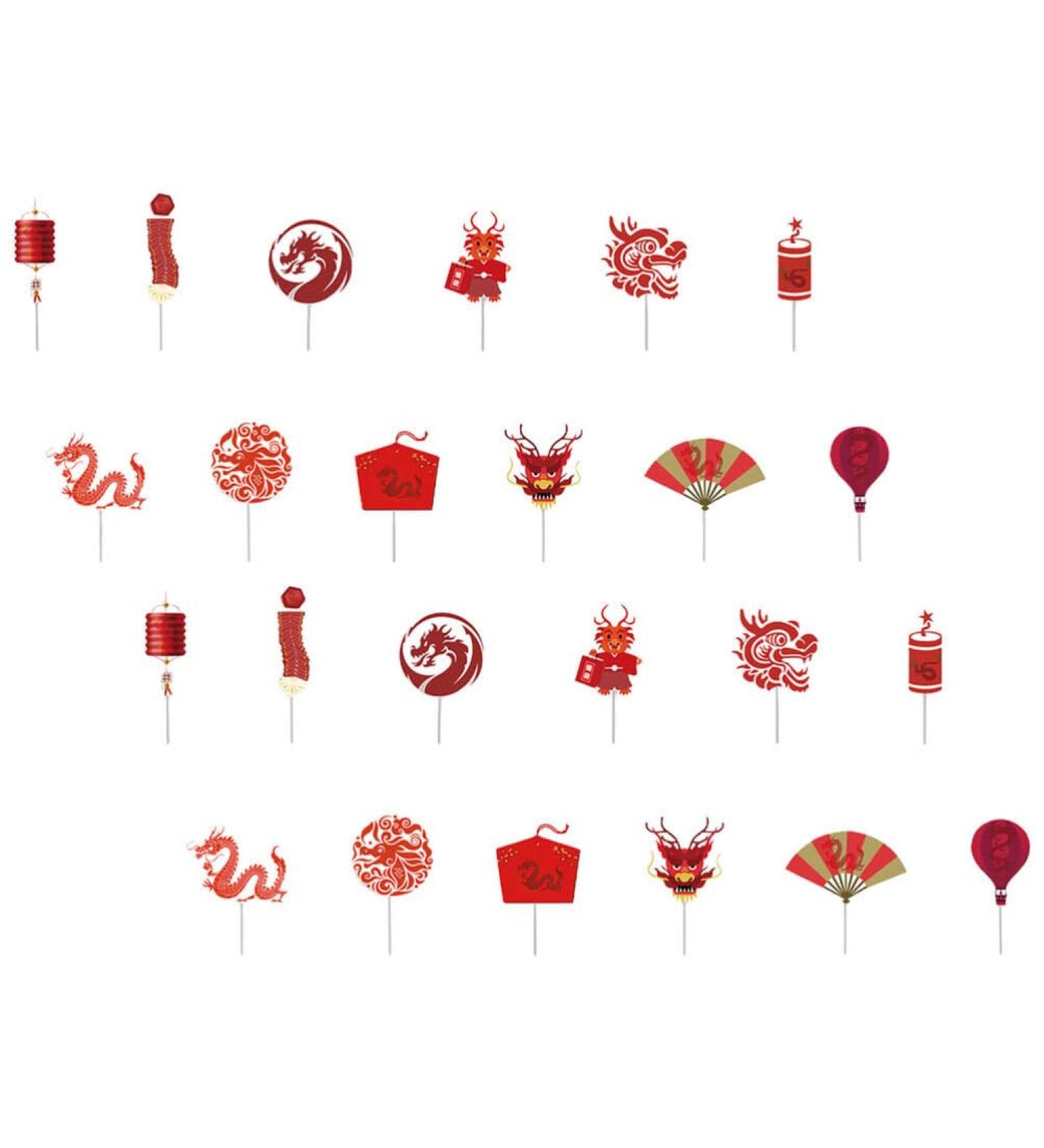 Alipis 24pcs Chinese New Year Cupcake Toppers 2024 Year of the Dragon Cake Toppers Cupcake Picks Spring Festival Cake Decoration Chinese New Year Party Decorations Supplies - Buy Online on GoSupps.com