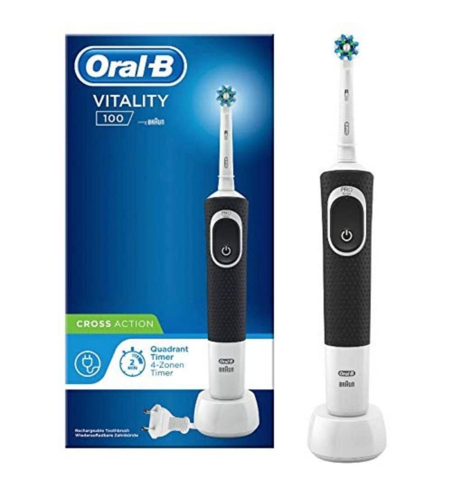 Oral-B Vitality 100 CrossAction White Black Electric Toothbrush - Buy Online on GoSupps.com