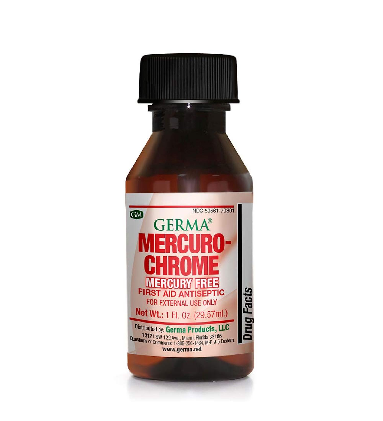 Germa Mercuro-chrome 1 oz - Mercury-Free Antiseptic First Aid Liquid - Buy Online on GoSupps.com
