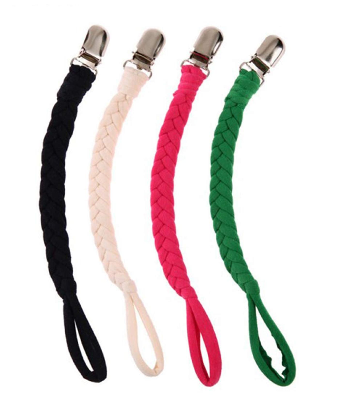 Buy EXQUILEG 4Pcs Pacifier Strap Set - Cotton Clips & Stainless Steel Clamps for Unisex Baby - International Shipping Available - Buy Online on GoSupps.com