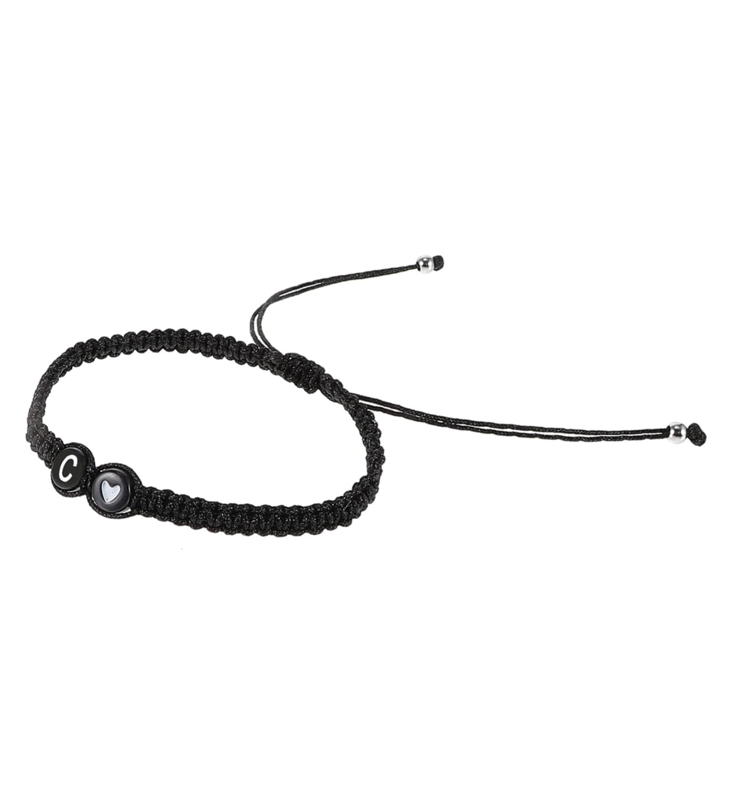 SOIMISS Black and White Heart Bracelet Beads for Friendship Bracelets Friendship Gift Heart Bracelet for Couples Simple Bracelet Initial Bracelet Women Bracelet Wrist Chain Miss Letter 6X6X0.5CM Black C - Buy Online on GoSupps.com