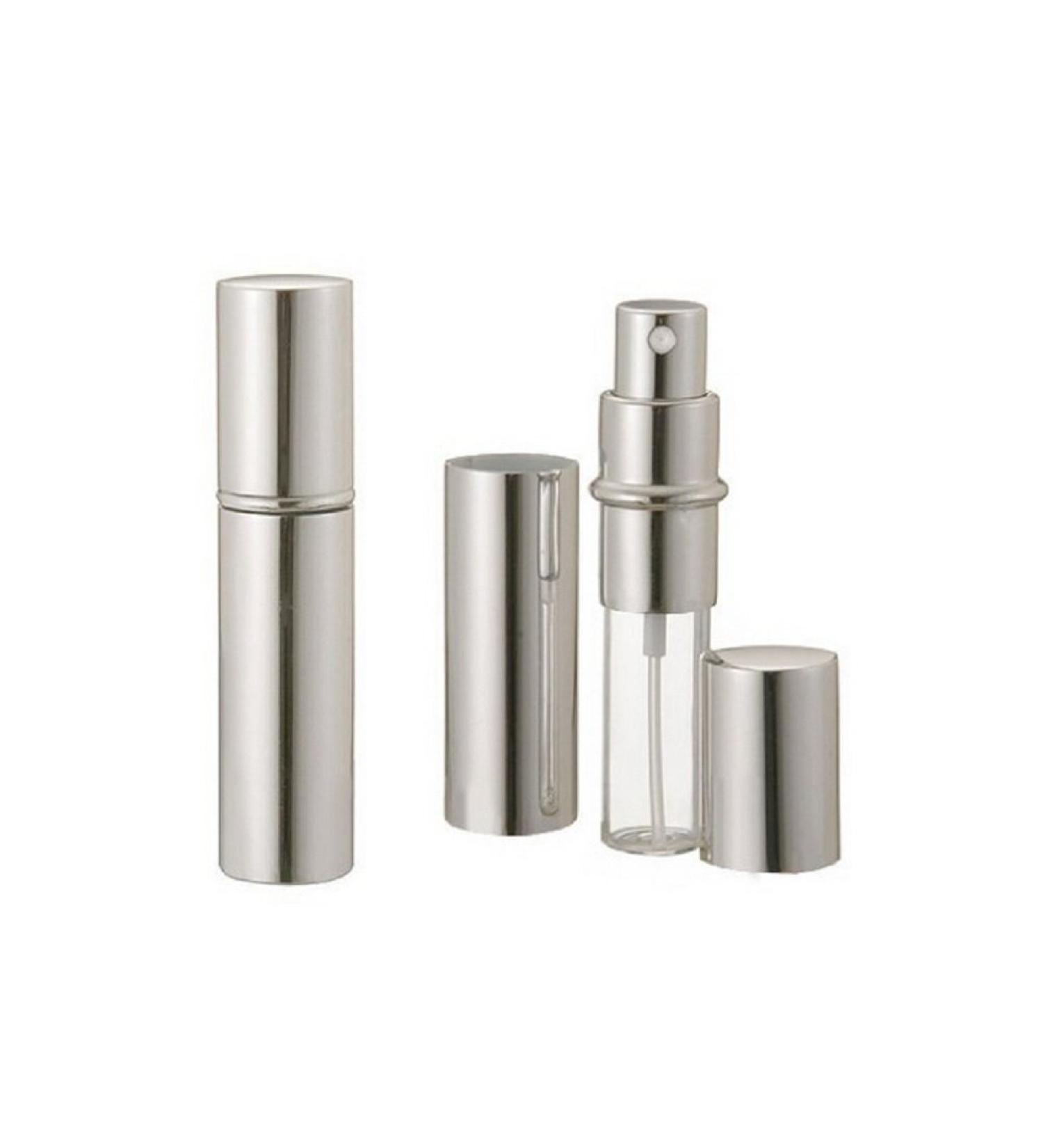 Silver Metallic Perfume Atomizer Spray 10 ML for purse or travel Refillable (with minor cosmetic blemishes on the metal casing)