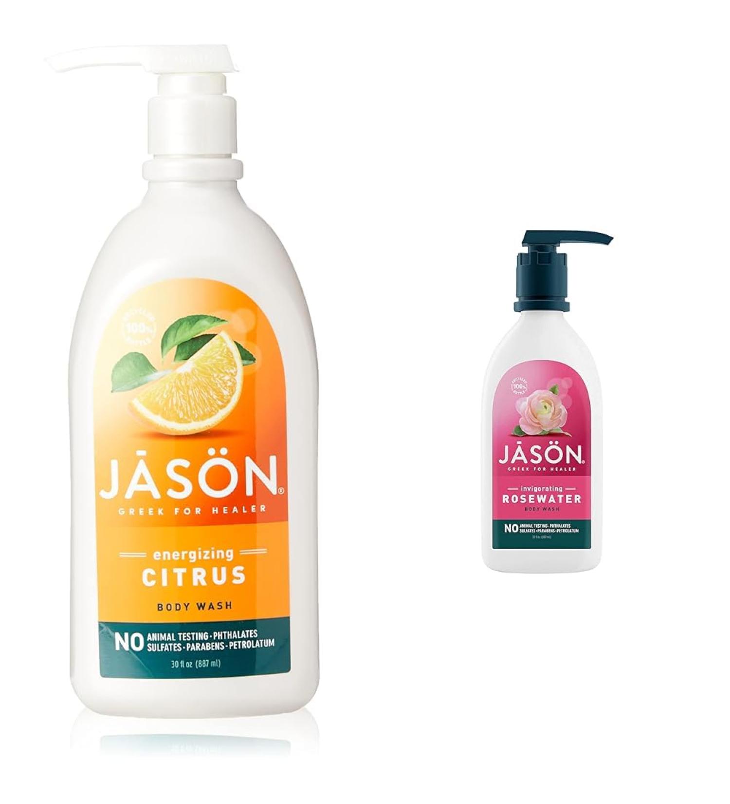 JASON Natural Body Wash & Shower Gel Revitalizing Citrus 30 Oz and Invigorating Rosewater 30 Oz (Pack of 1) - Buy Online on GoSupps.com