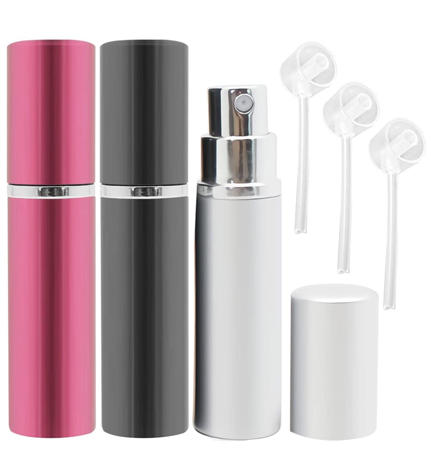 ZHIYE Perfume Atomiser Spray Bottle 3 Pieces Refillable Refilling Travel Size Perfume Bottles in Pocket & Handbag Black & Pink & Silver (10ML 6 Piece Set) 10ML Black+pink+silver - Buy Online on GoSupps.com