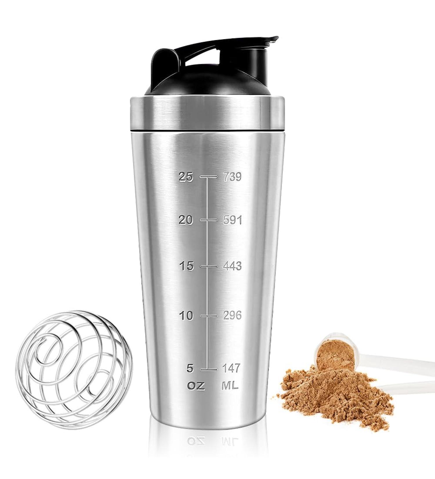 Gobesty 750ml Stainless Steel Protein Shaker Bottle | Fitness Shaker Cup with Mixing Ball | Durable Sports Water Bottle for Men & Women - International Shipping Available - Buy Online on GoSupps.com