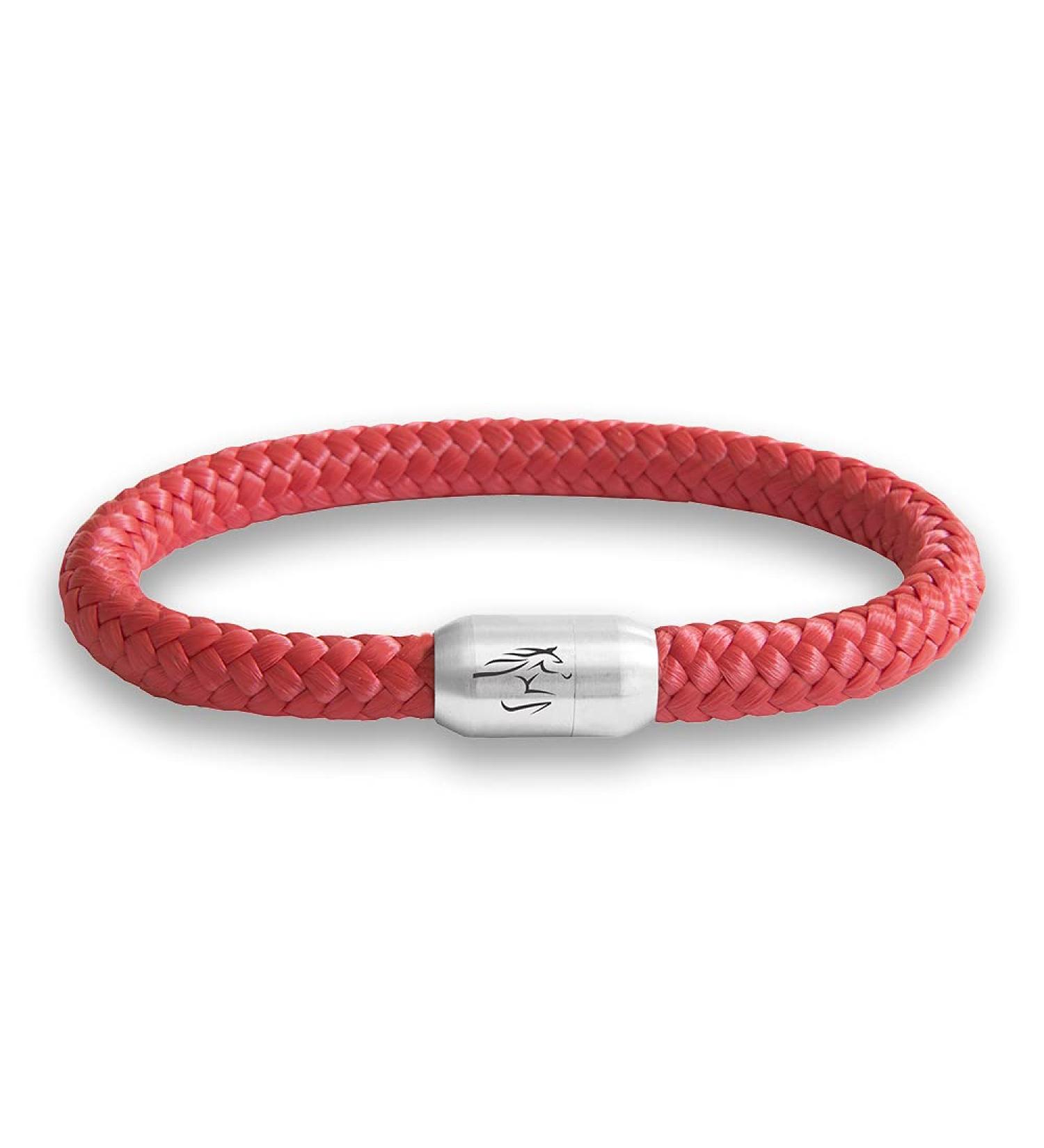 Handmade Equestrian Sport Horse Bracelet | Red Jockey Club Sailtaw with Engraving | Unisex Magnetic Closure 8mm Diameter 22cm - Buy Online on GoSupps.com