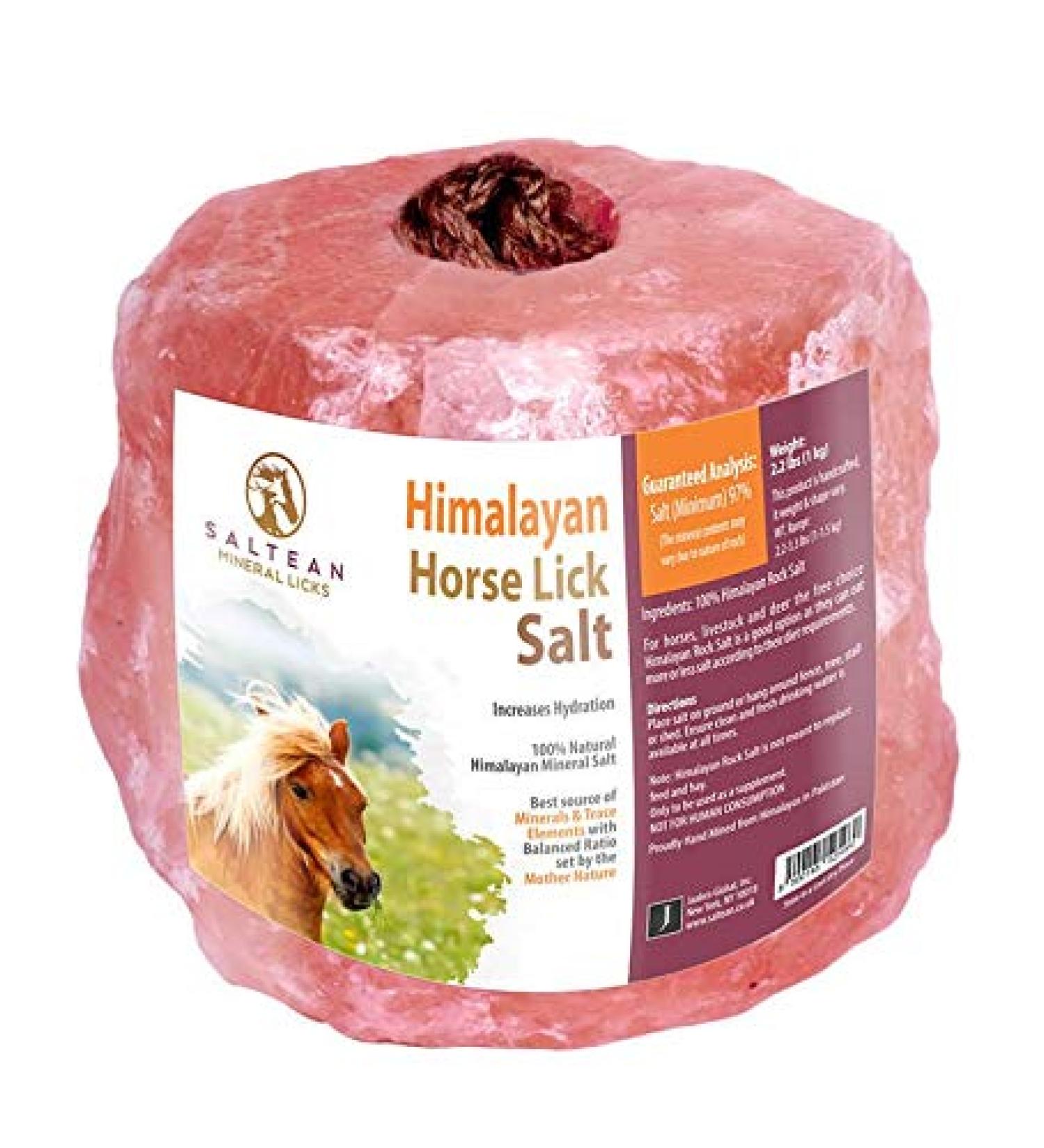 Horses Lick Natural Pink Salt with Hanging Rope - 1kg | Salt Range Pakistan - Buy Online on GoSupps.com