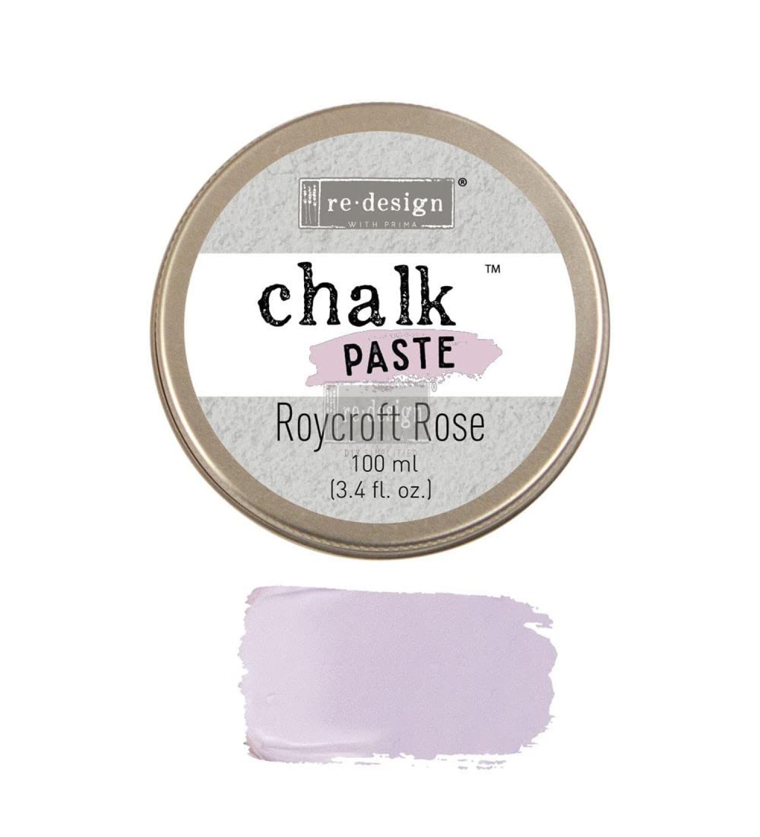 Redesign Chalk Paste 3.4 Fl. Oz. (100Ml)-Roycroft Rose Paint Ink for Fabric Wood Silk Screen Stencils Screen Print,Home Decor,Wood,T-Shirt Printing Memorial's Day Decorations,Mother Gifts