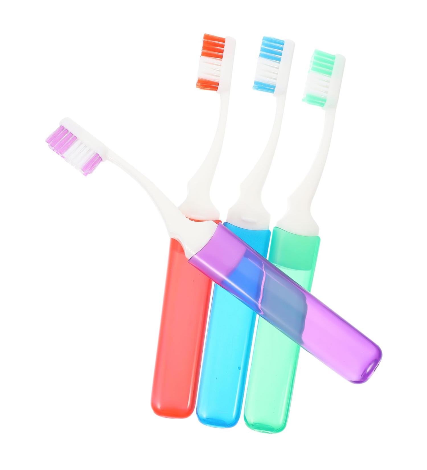 Plafope 4-Piece Travel Toothbrush Set - Collapsible Wear-Resistant Portable & Practical for Worldwide Travel - Buy Online on GoSupps.com