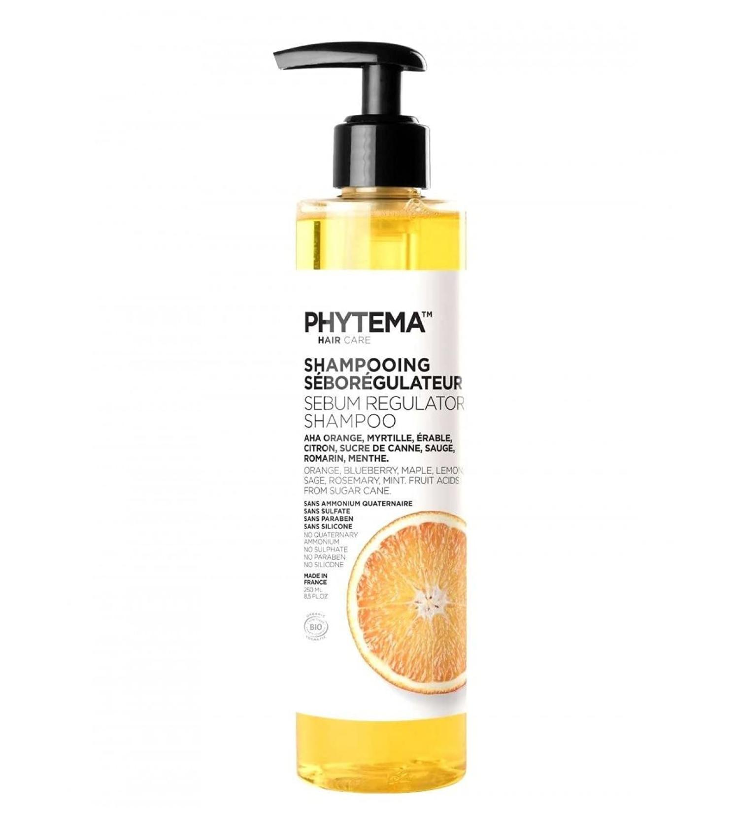 Sebum-regulating shampoo by Phytema Haircare | Oily hair – organic – soothing shampoo | Fight oily hair effectively with a complete treatment | 250 ml