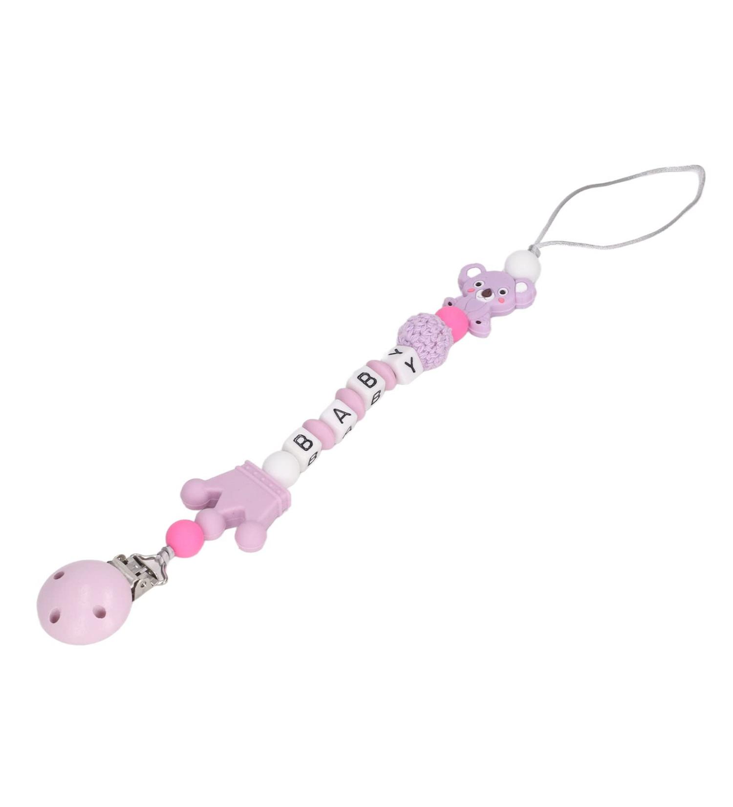 Baby Clip Teething Toy - Silicone Holder Flexible & Washable Animal Design Perfect Shower Gift (Purple) - Buy Online on GoSupps.com