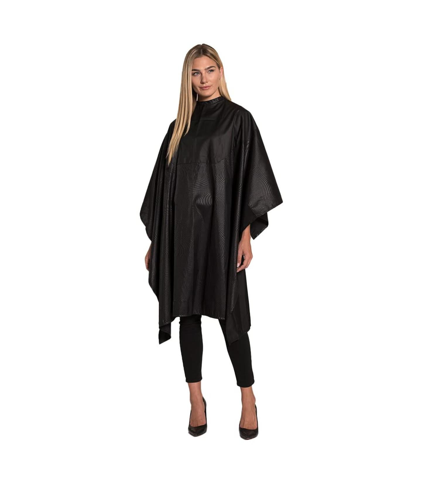 Betty Dain Signature Cosmix Coloring/Styling Cape 54x60 Inch - Chemical-Proof, Lightweight Fabric, Snap Closure - Black - Buy Online on GoSupps.com