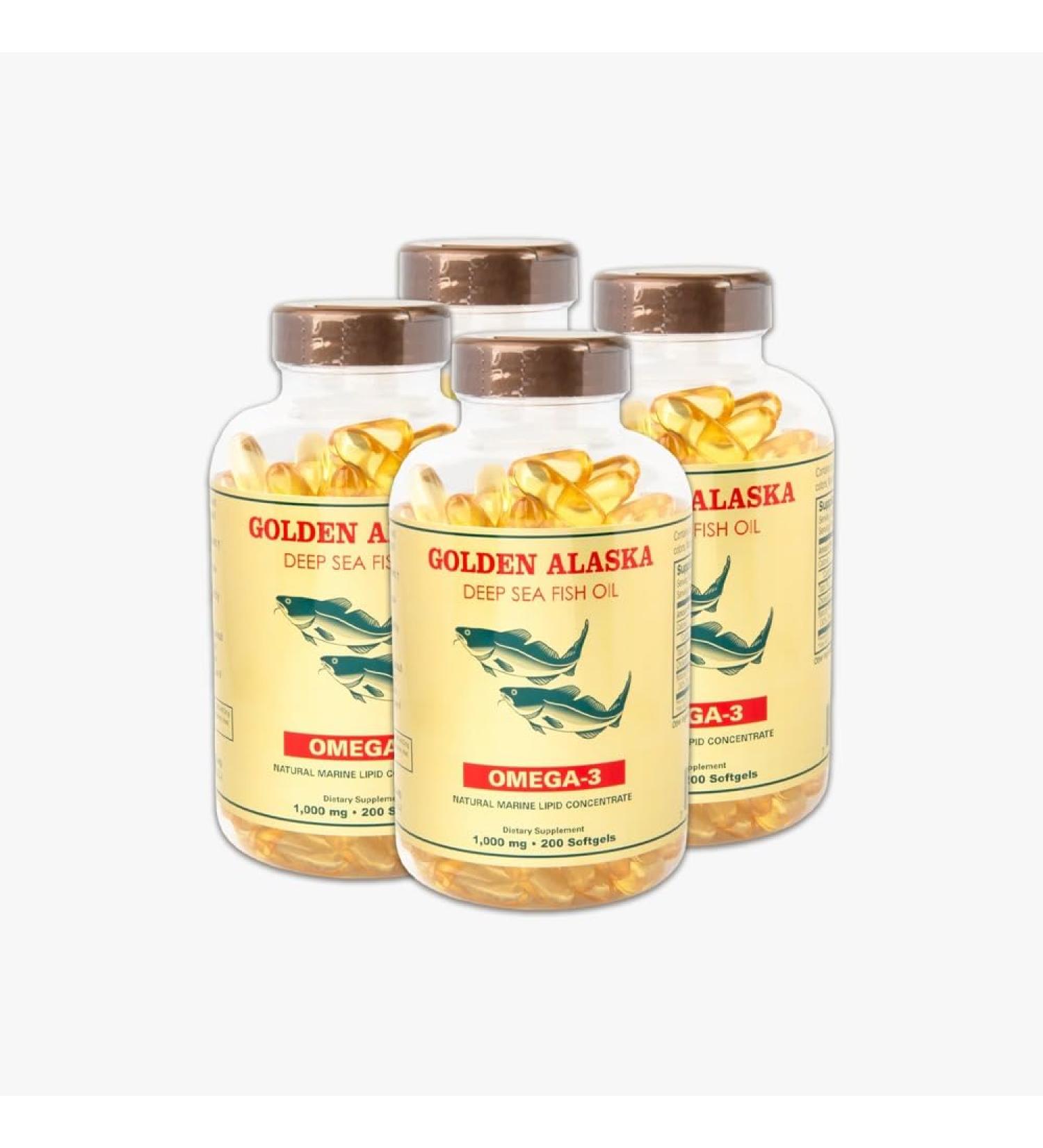 Nu Health Alaska Deep Sea Omega-3 Fish Oil 1000 Mg EPA & DHA (200 Softgels) - 4 Bottles