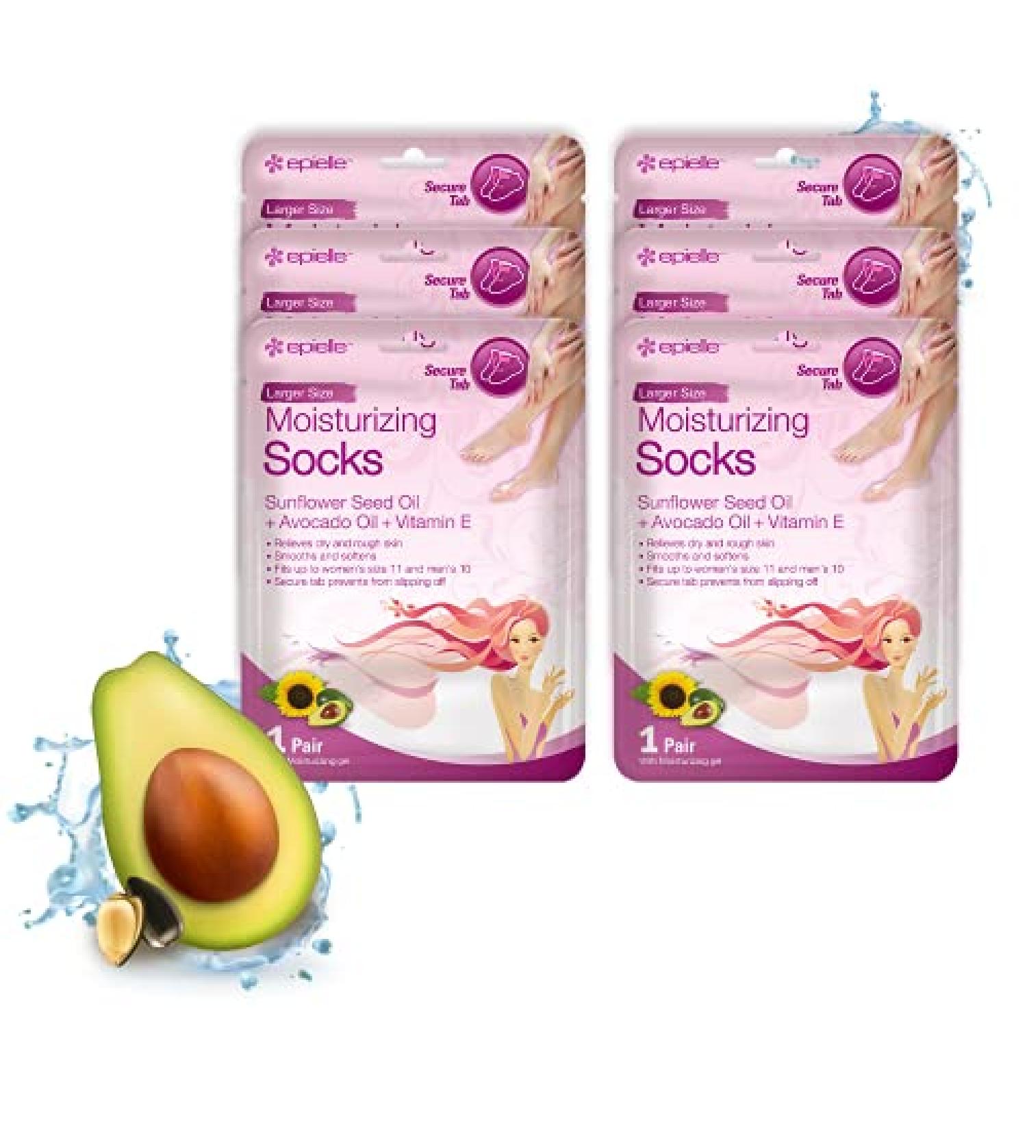 Epielle Moisturizing Foot Masks (Socks 6pk) for Dry Feet & Calluses | Foot Cream with Sunflower Seed Oil, Avocado Oil, Vitamin E - Buy Online on GoSupps.com