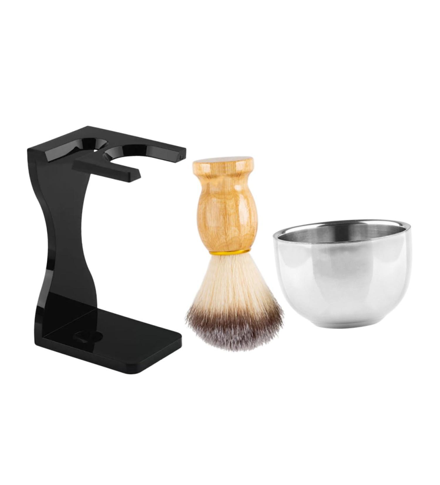 Fomiyes 4-Piece Razor-Free Shaving Set - Men's Stainless Steel Beard Brush & Facial Grooming Kit - Buy Online on GoSupps.com