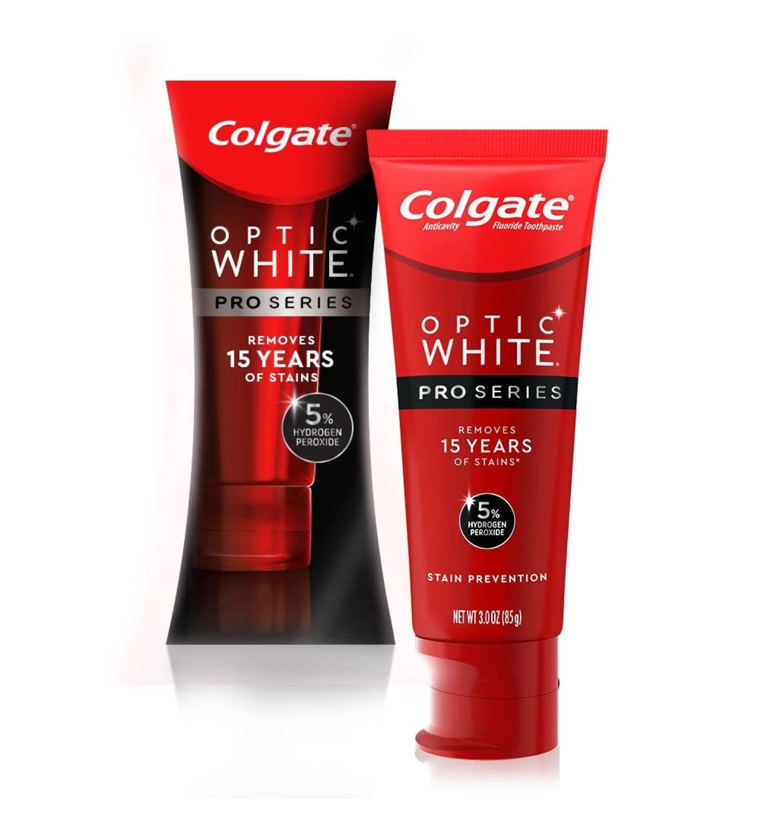 Colgate Optic White Pro Series Whitening Toothpaste with 5% Hydrogen Peroxide - Stain Prevention - 3 oz Tube - Buy Online on GoSupps.com