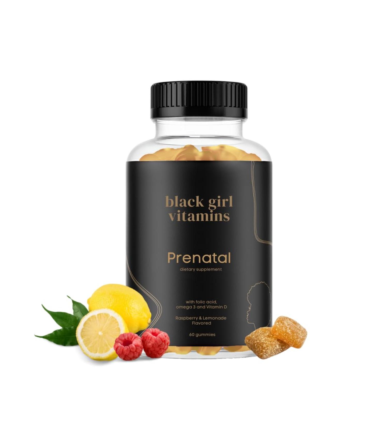 Black Girl Vitamins - Prenatal Gummies for Women Vitamin with Folate for Bone Health Support Gluten-Free (Raspberry-Lemonade) 60ct - Buy Online on GoSupps.com