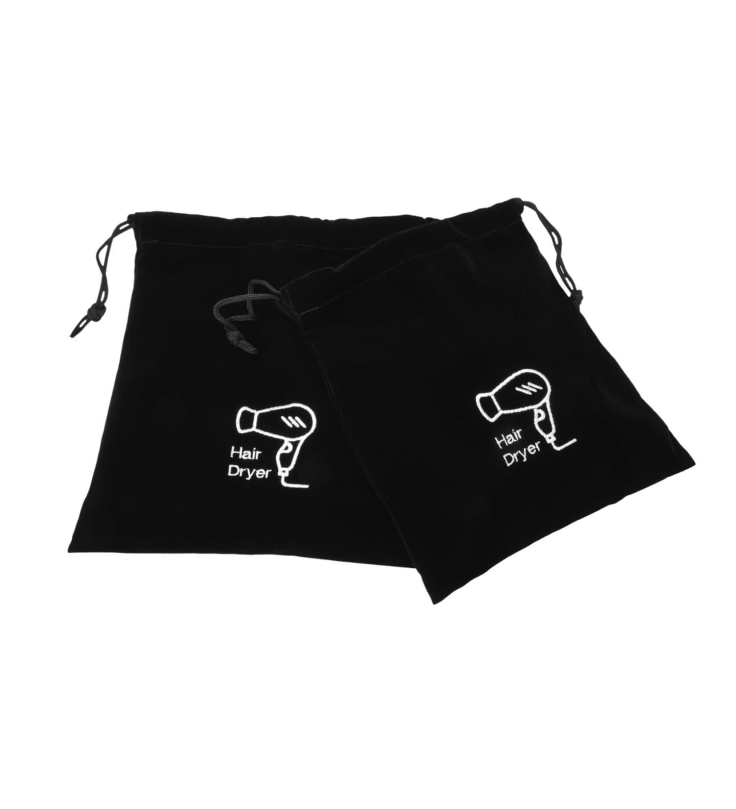 BIUDECO 2pcs Storage Bag Drawstring Closure Cover Makeup Storage Organizer Mini Hairdryer Bag Velvet Black - Buy Online on GoSupps.com