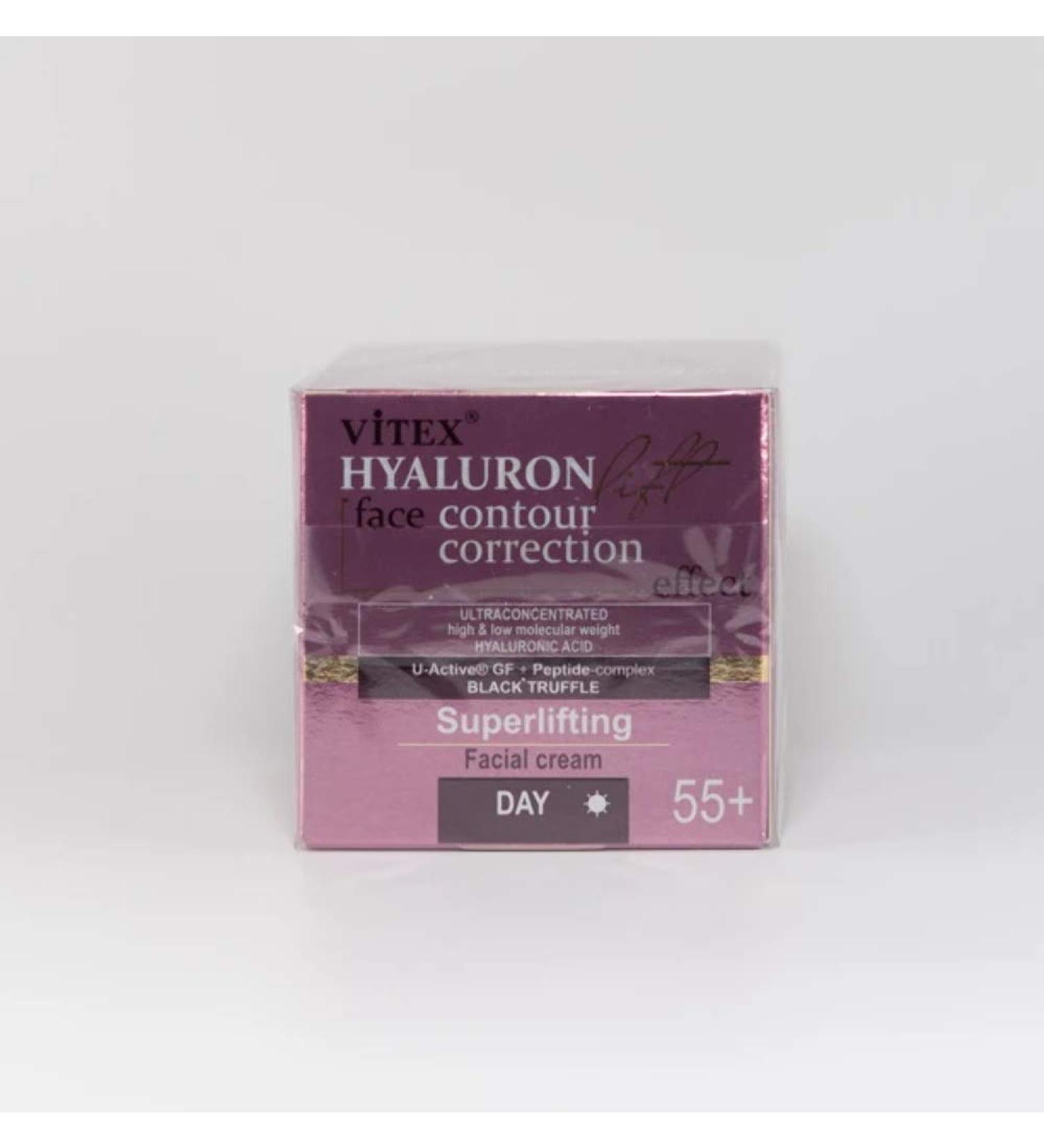& Vitex Hyaluron Lift Line Superlifting Facial Day Cream 55+ for All Skin Types 45 ml with Hyaluronic acid Complex of Proteins Black Truffle Extract Wheat Germ Oil Collagen