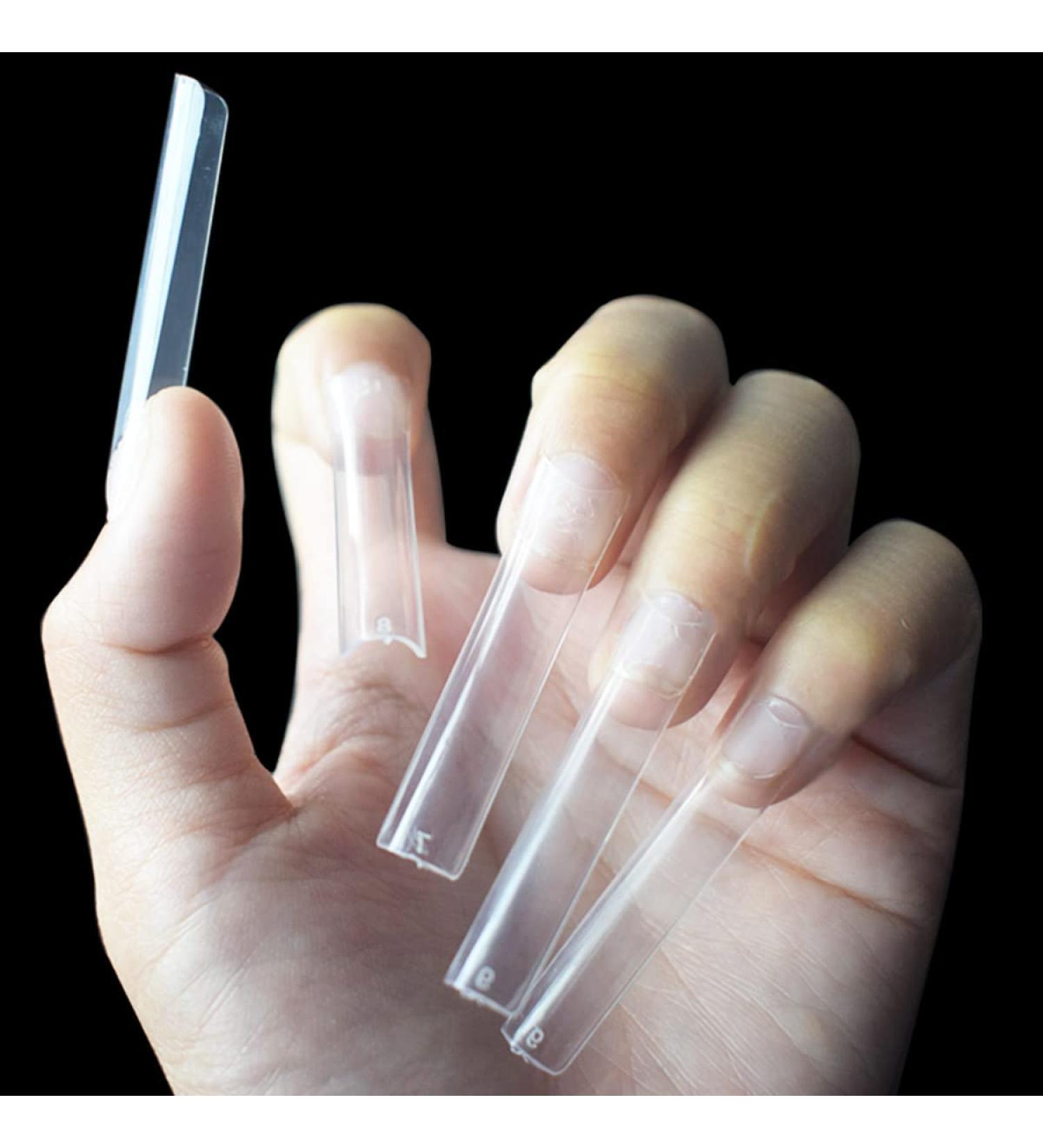 Extra Long C Curve Square Nail Tips - 500 Clear Acrylic Nail Tips for Gelails | Wrong Artificial Nail Tips | International Shipping - Buy Online on GoSupps.com