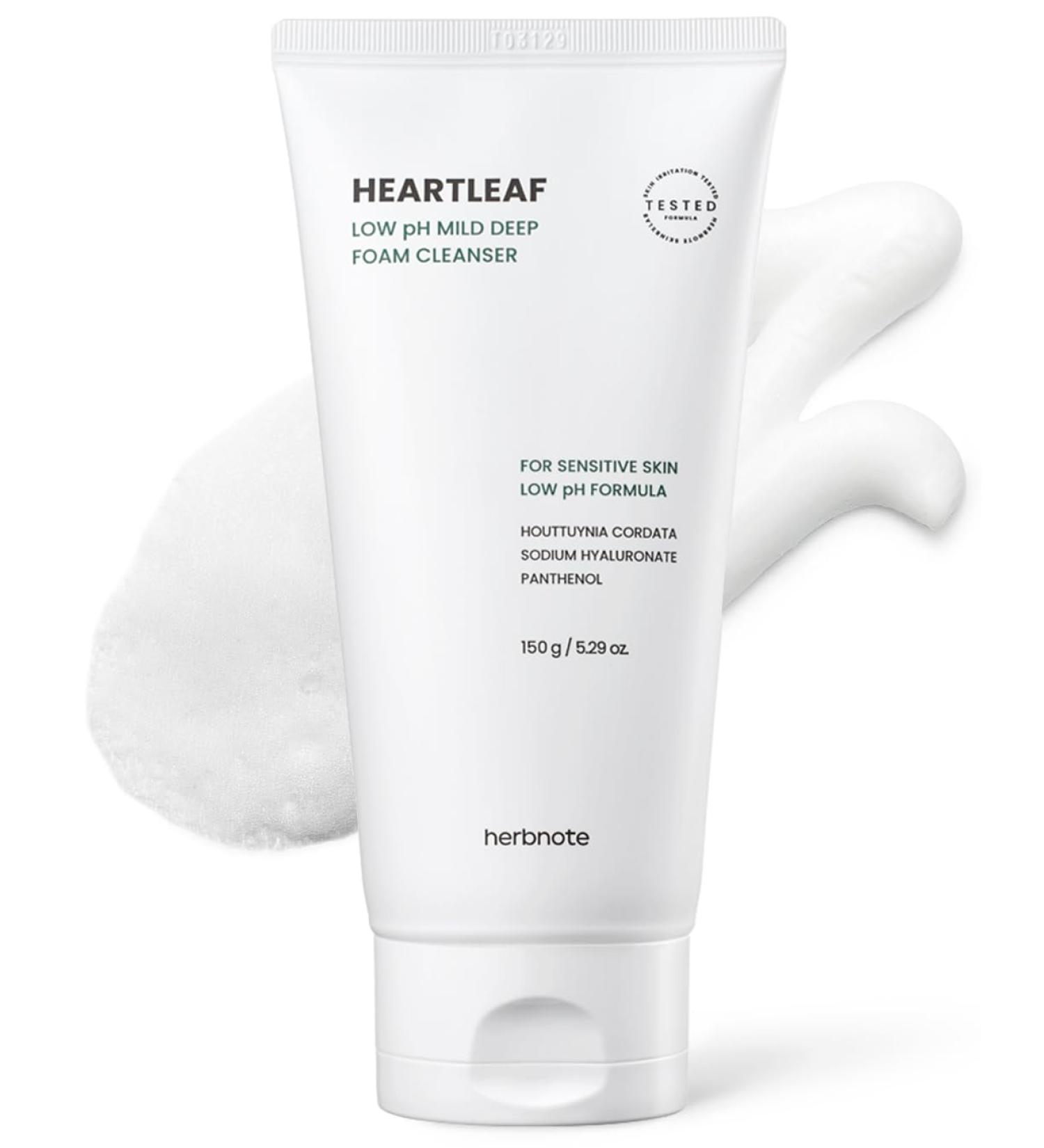 Heartleaf Low pH Deep Foam Cleanser - Gentle Sebum Removal & Deep Pore Cleanser with Houttuynia Cordata & Hyaluronic Acid - Soothes Sensitive Skin - 5.29oz - Buy Online on GoSupps.com