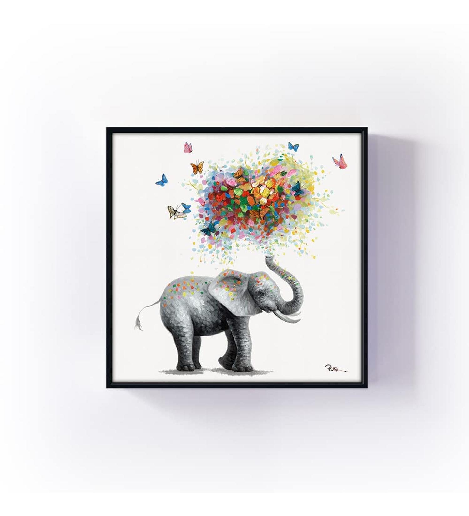 Yidepot Cute Cat Canvas Wall Art | Funny Kitty-Cat Babies Painting | Black Wood Frame | Girl's Bedroom Decor | 30x30CM Framed - Buy Online on GoSupps.com