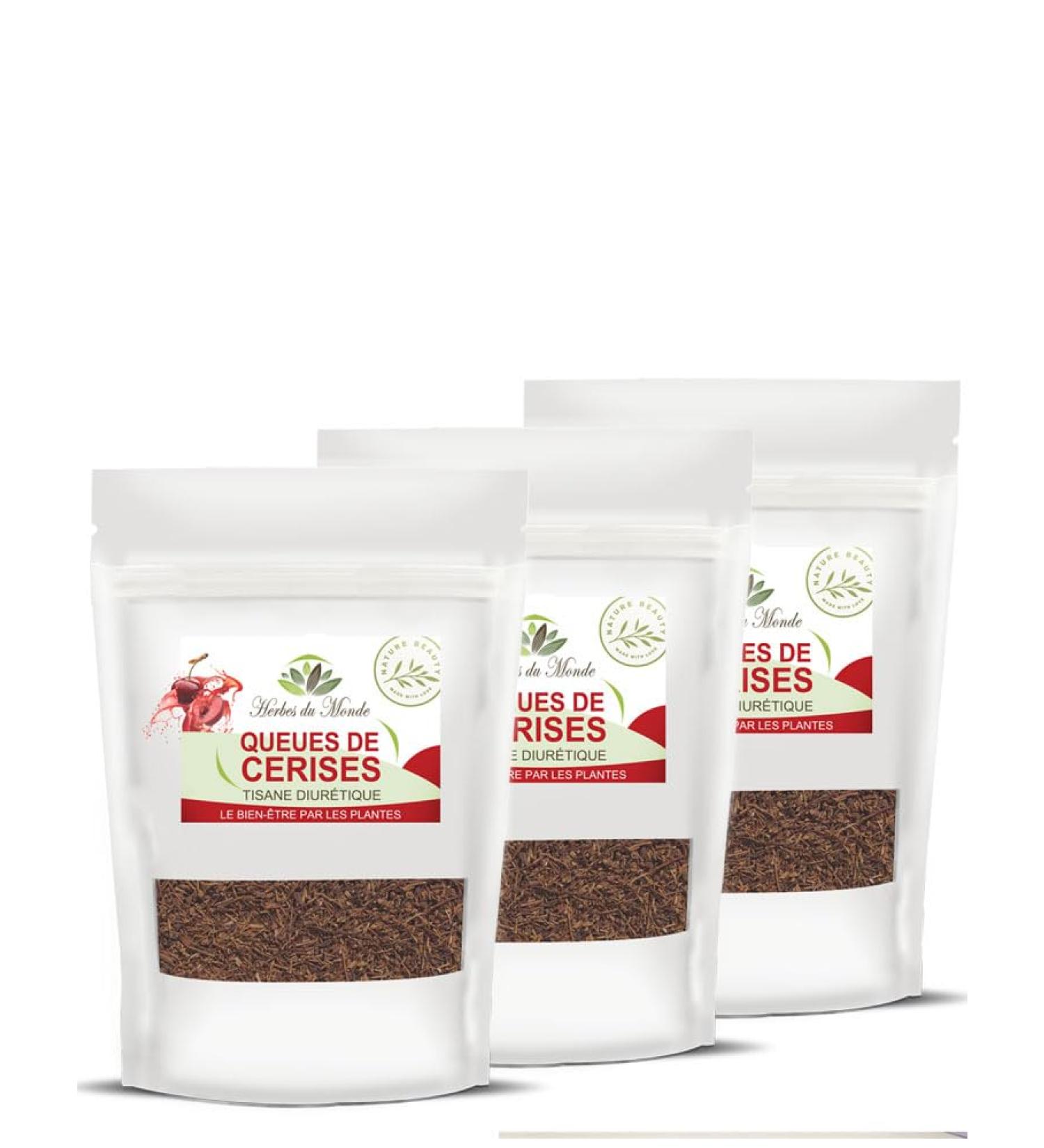 Herbes du Monde Cut Cherry Stems - Slimming Diuretic Herbal Tea | 3 Bags of 100g | Weight Loss Ally - Shop Internationally - Buy Online on GoSupps.com