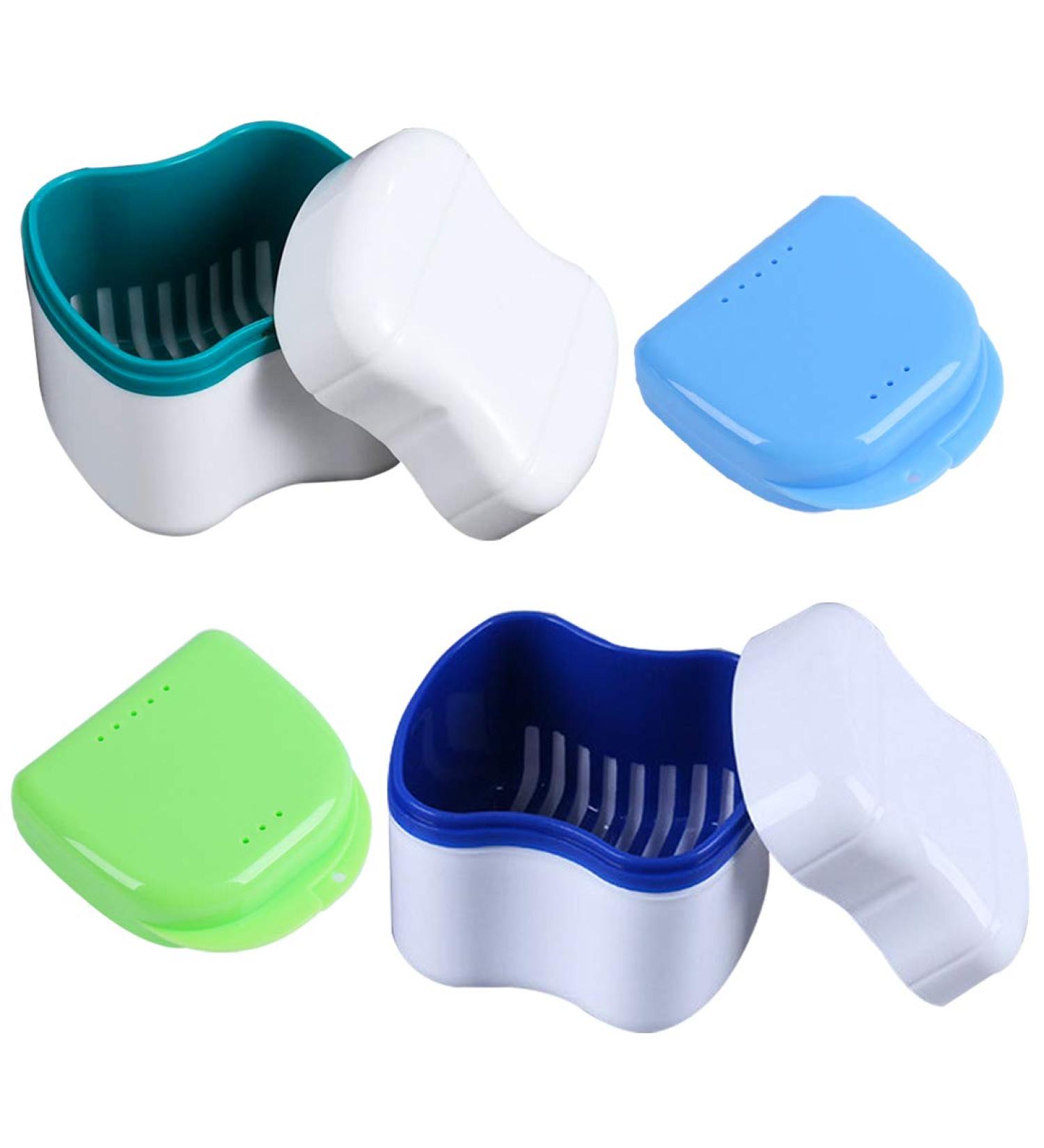 4-Piece Denture Container Set - Bite Warehouse Storage Box with Hanging Net - Ideal for Prosthesis Teeth Care - Buy Online on GoSupps.com