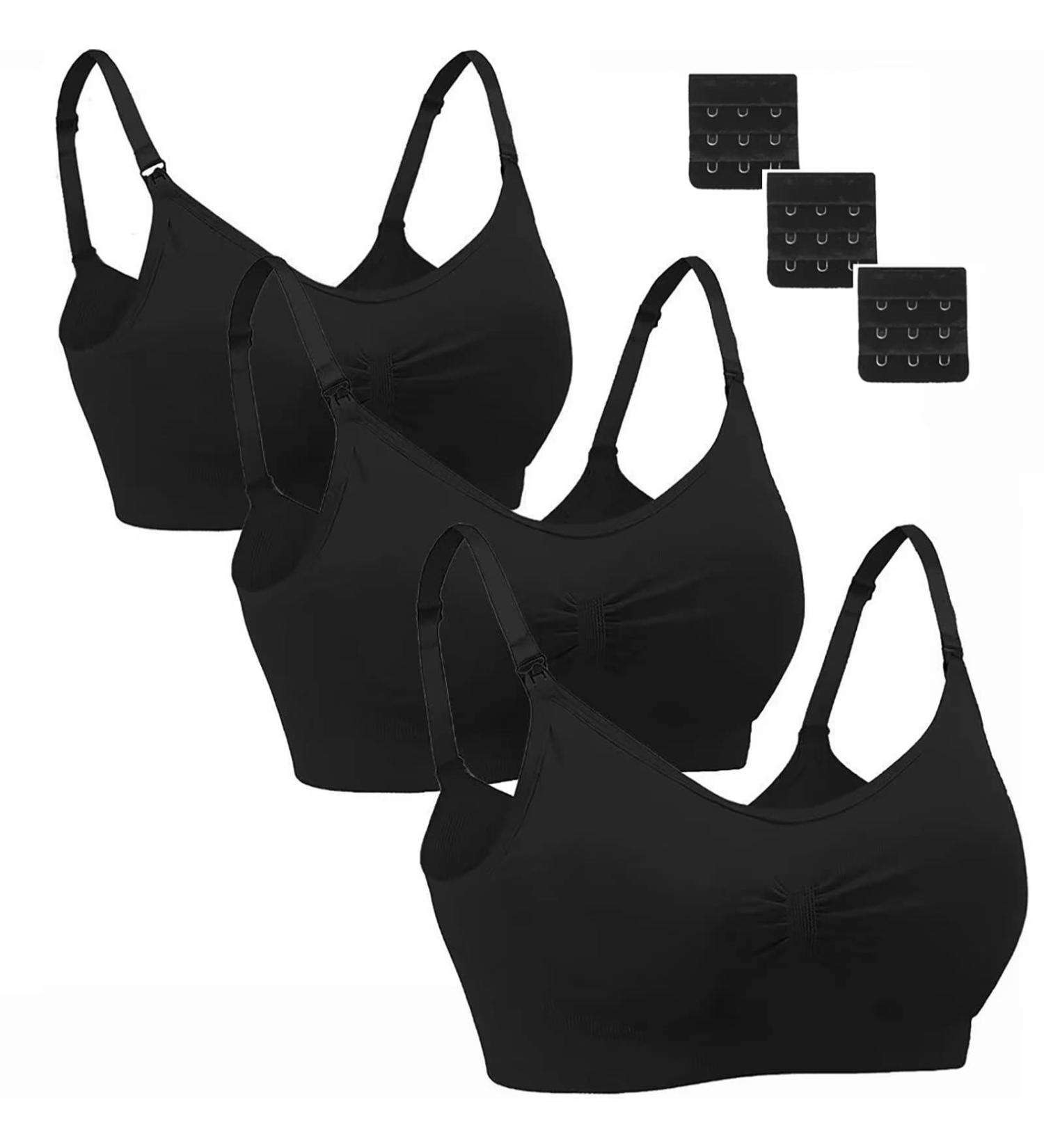 Dreamburn Maternity Nursing Bra | Wireless Seamless Comfort | Adjustable Hook | Removable Pads | Extenders | M, Solid Black - Buy Online on GoSupps.com