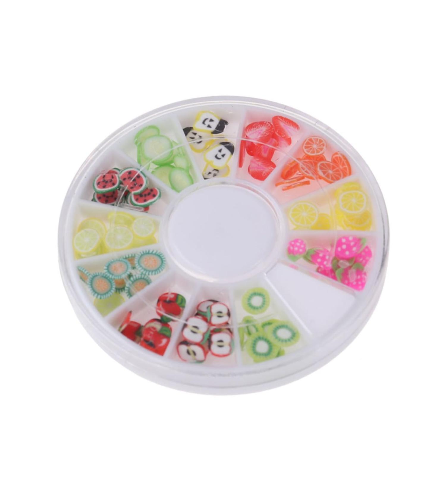 Healeved 12 nail art tools manicure tool fruit manicure DIY decoration for nail boxed accessories Manicure tools nail beauty accessories Soft pottery drill disc polymer clay - Buy Online on GoSupps.com