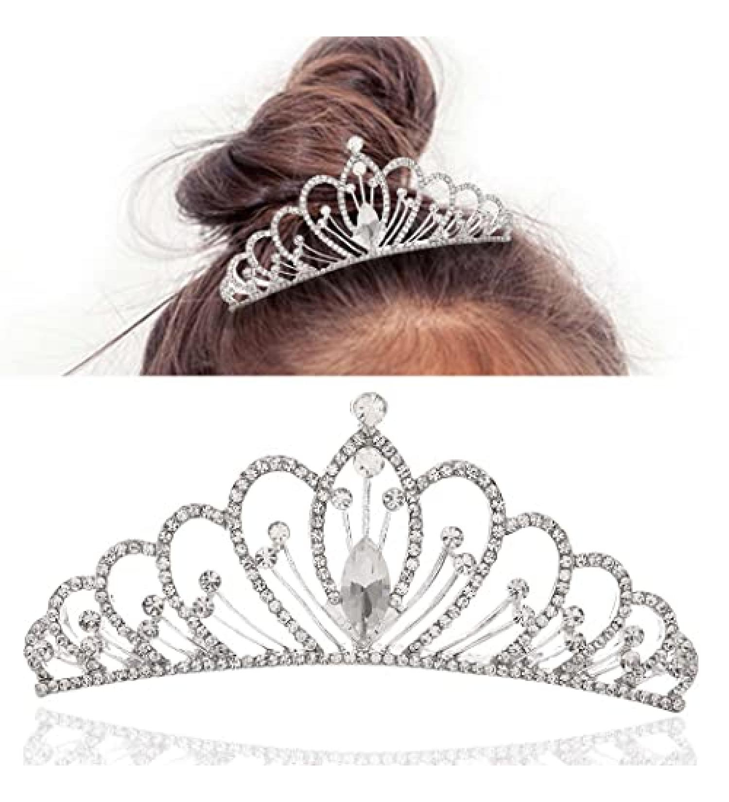 Kilshye Blue Tiara Combs Princess Crystal Wedding Crown - A-silver - Buy Online on GoSupps.com