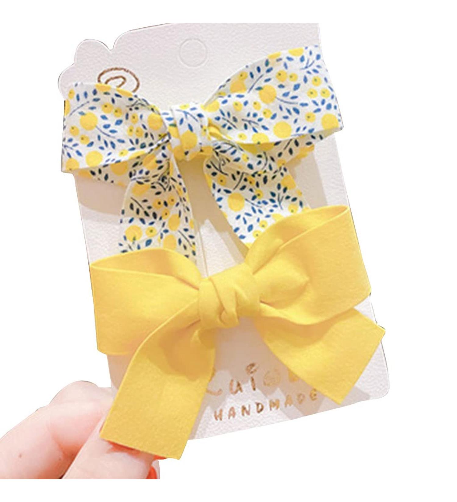 MYhose Children's Hair Clips - 2 Pack Retro Flower Bow Clips for Baby Girls - Yellow Alligator Hairpins - Buy Online on GoSupps.com