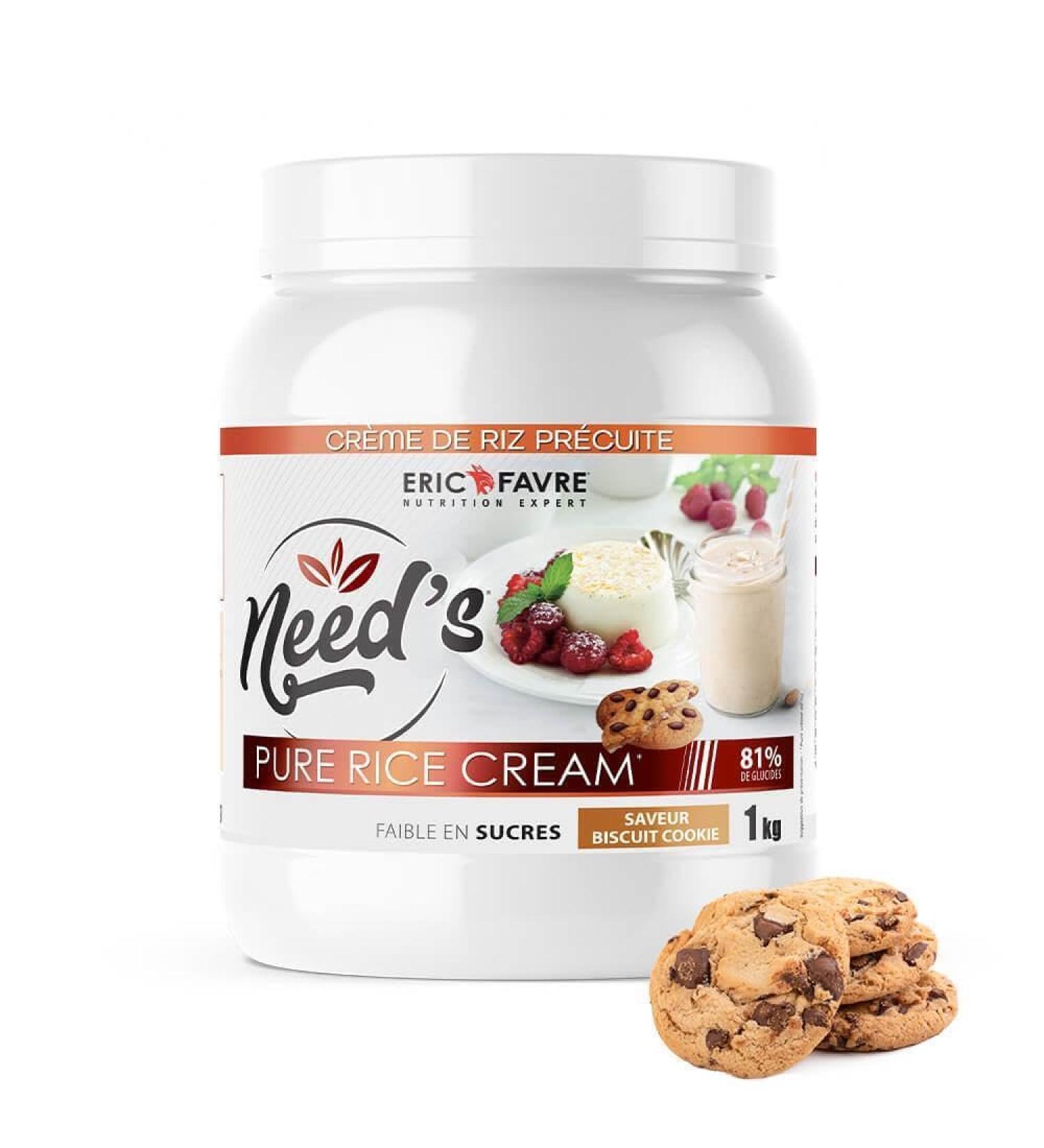 PURE RICE CREAM - Need's Pure Rice Cream - Rice cream - 1kg jar - 100% Rice cream source of carbohydrates - 80% carbohydrates - Sugar free - Biscuit Cookie flavor - French Laboratory Eric Favre - Buy Online on GoSupps.com