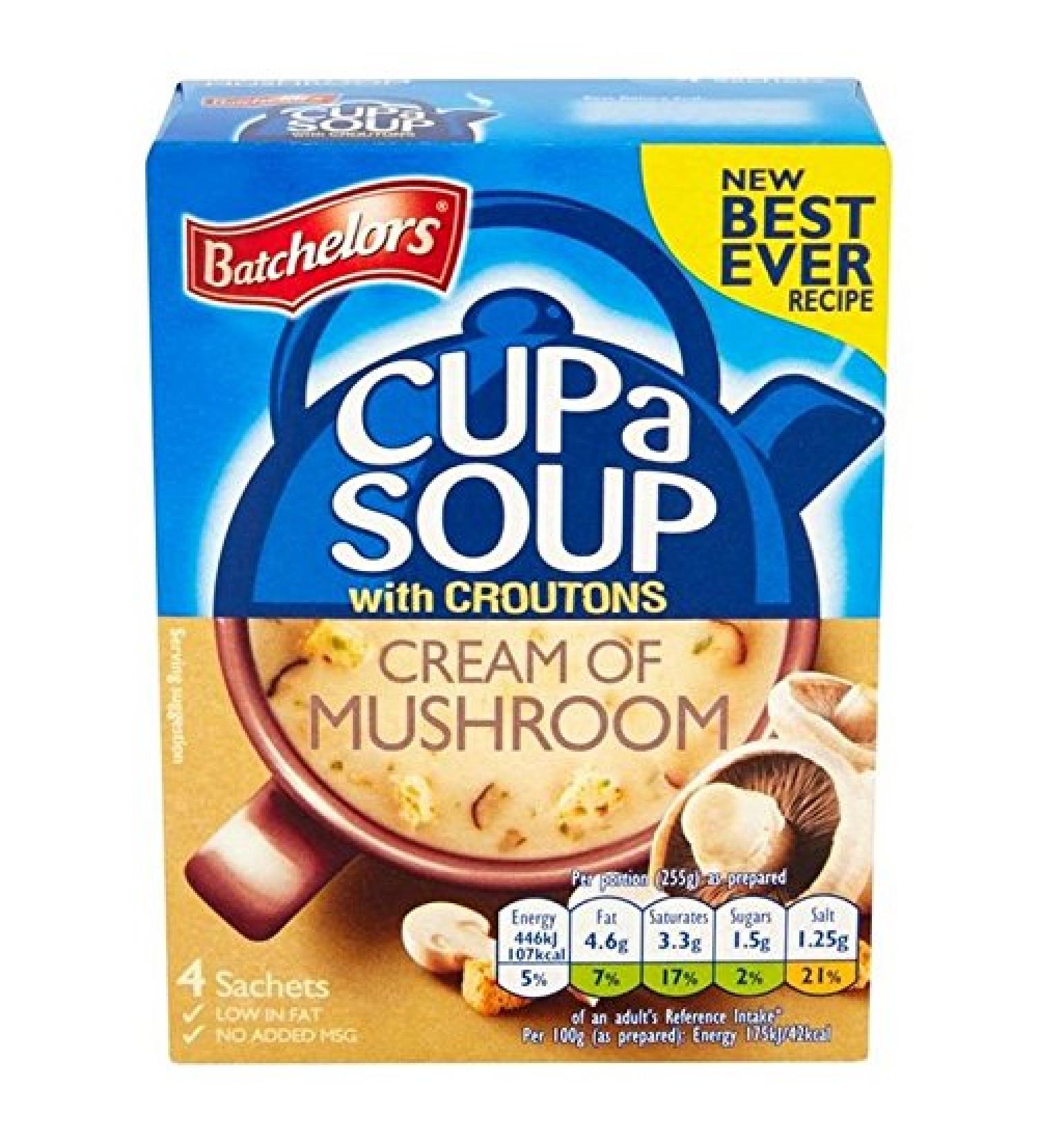 Batchelors Batchelors Mushroom Soup Cream Mug with Croutons 4 Bags 4 x 25 g (Pack of 6)
