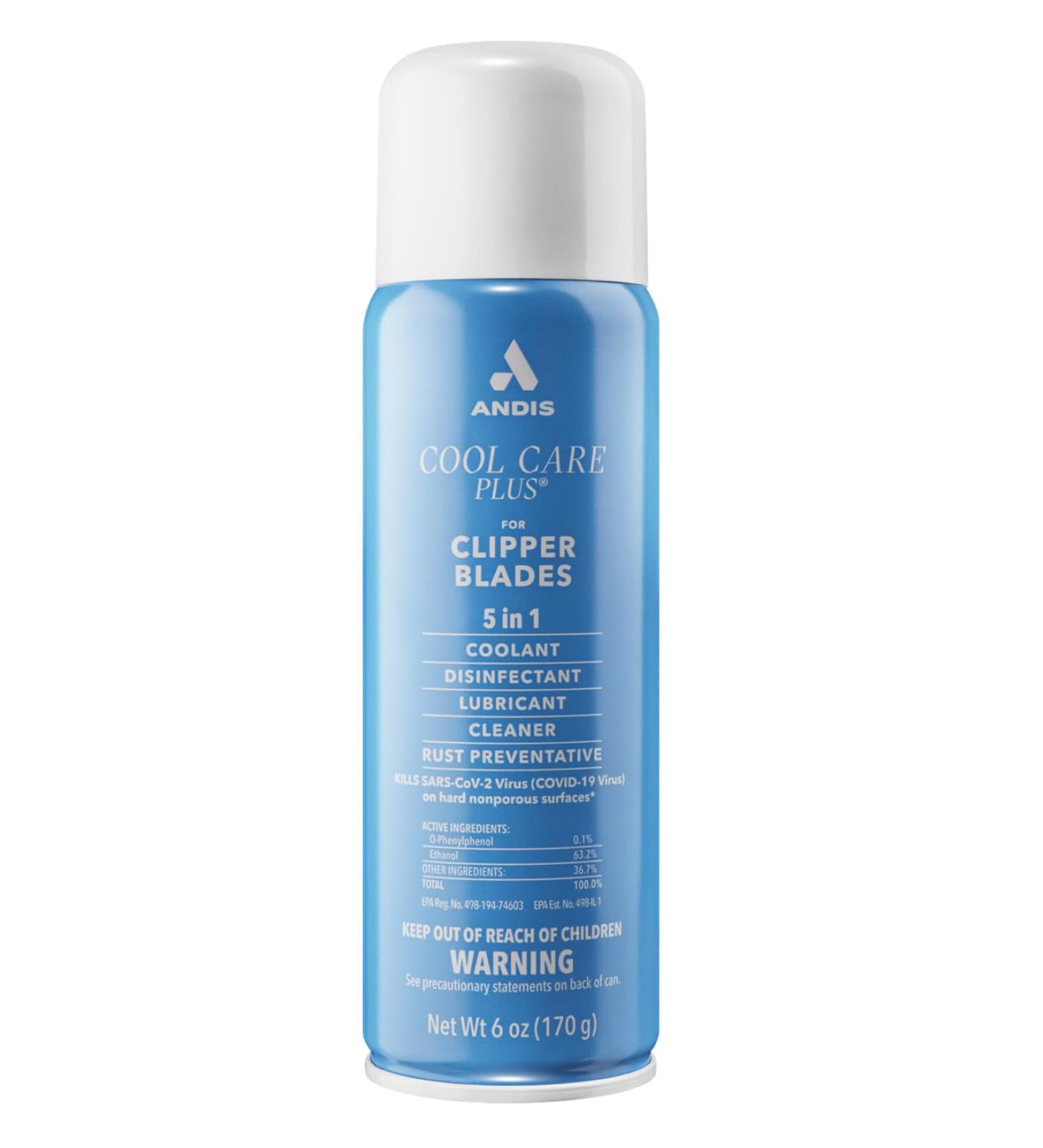 Andis Cool Care Plus 5-in-1 Clipper Blade Spray - Professional Grooming Tool for Easy Cleaning Cooling Disinfecting Lubricating & Rust Prevention - 6 Oz - All Hair Types - Buy Online on GoSupps.com