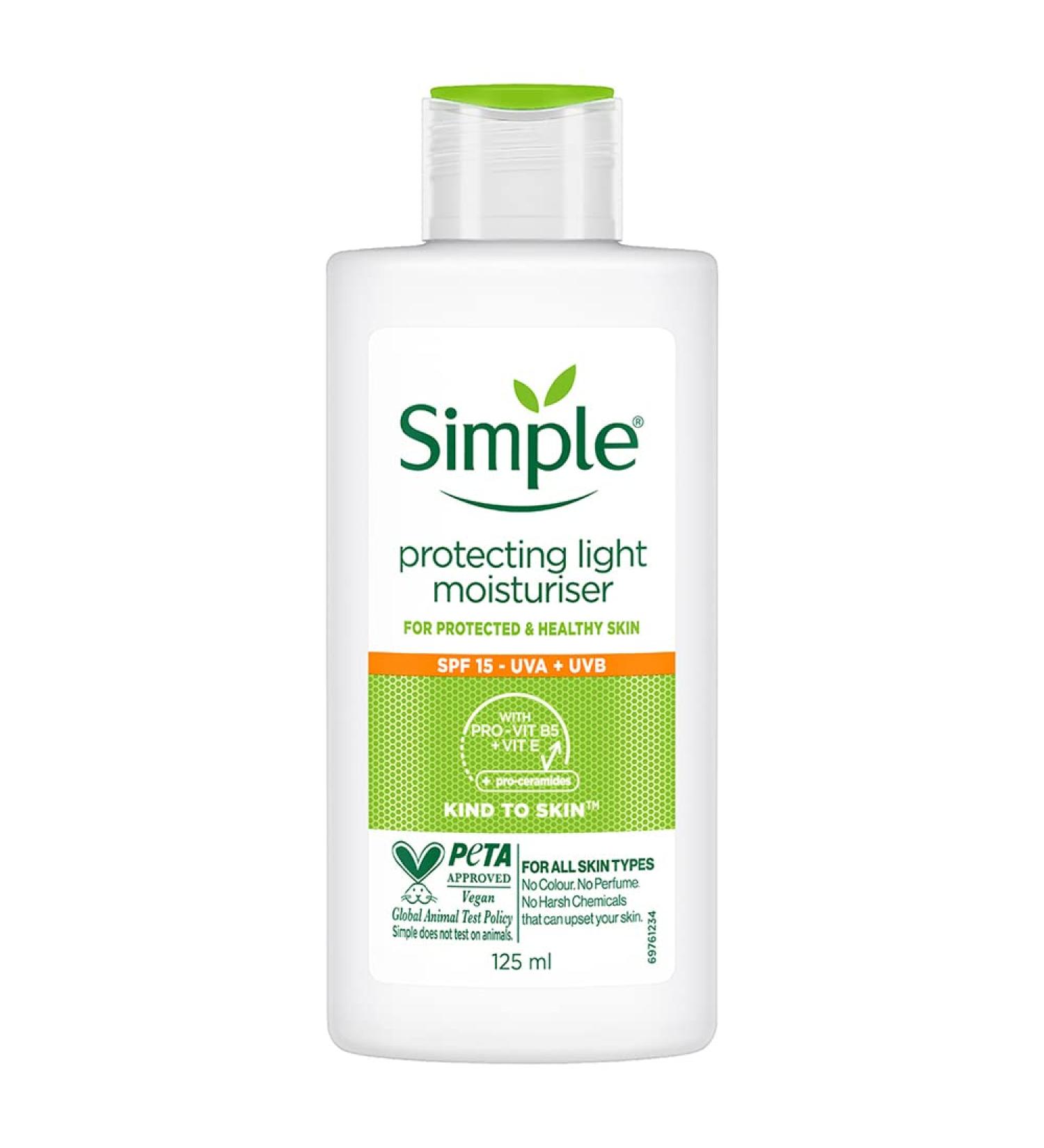 Simple Kind To Skin Protecting with Provitamin B5 Vitamin E and Glycerin Moisturizing Cream SPF 15 for Sensitive Skin 125 ml - Buy Online on GoSupps.com