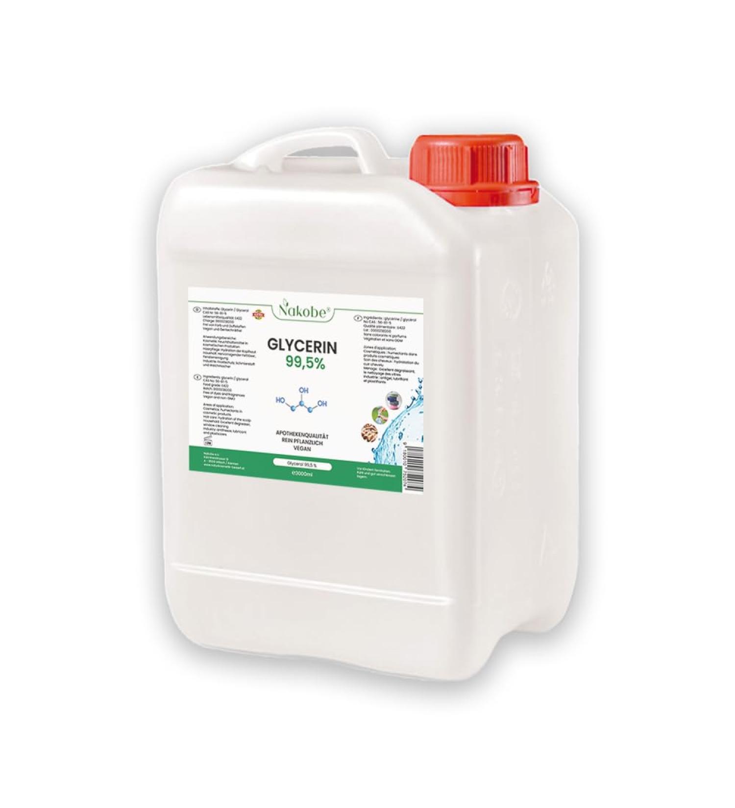Nakobe Glycerin 99.5% 3000 ml pure pharmacy grade vegan glycerol non-GMO E422 - Buy Online on GoSupps.com