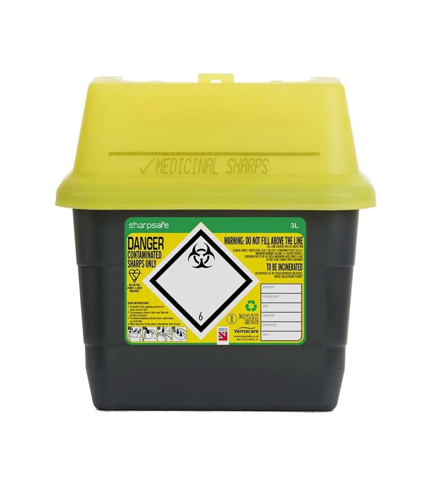 Lyall Willis Sharps Bin 3L Grey - Yellow Lid (1) - Buy Online on GoSupps.com