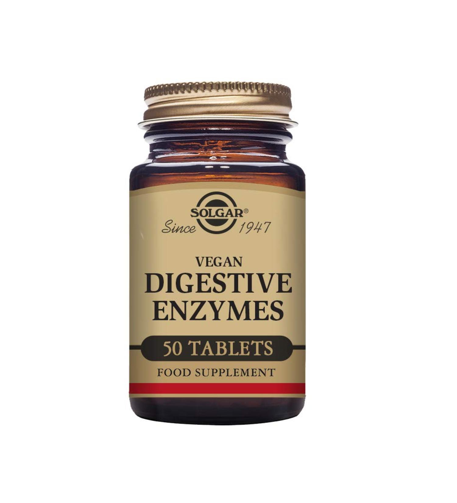 Solgar Vegan Digestive Enzymes Tablets - Pack of 50 - Lactose Free - Digestion Support - Vegan & Gluten-Free Peppermint 50 count (Pack of 1) - Buy Online on GoSupps.com
