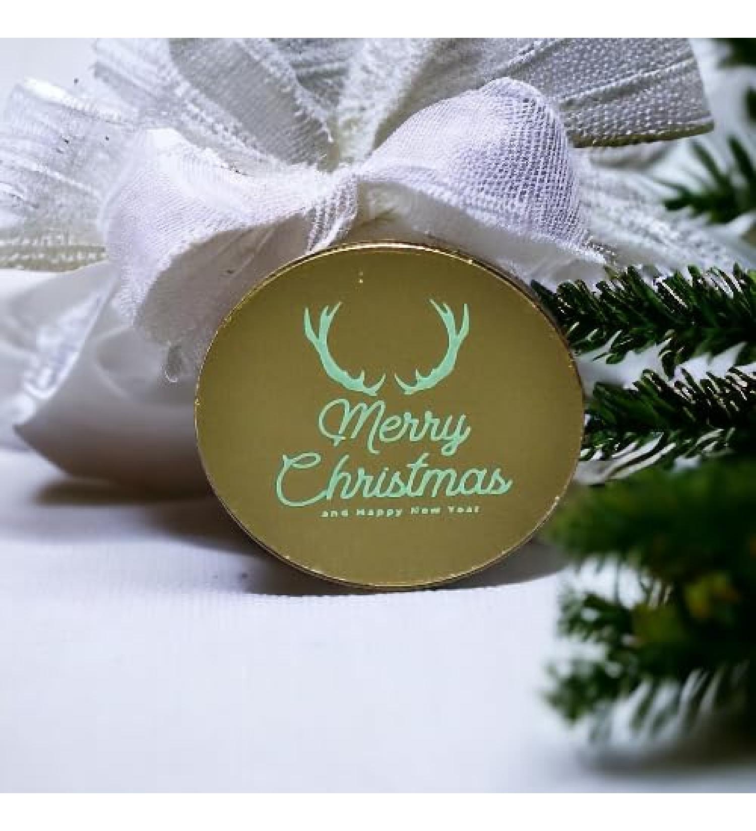 6x Christmas Cupcake Toppers Discs Reindeer Cupcake Topper Acrylic Disc Cupcake Charm Xmas Cupcakes (Style 2)