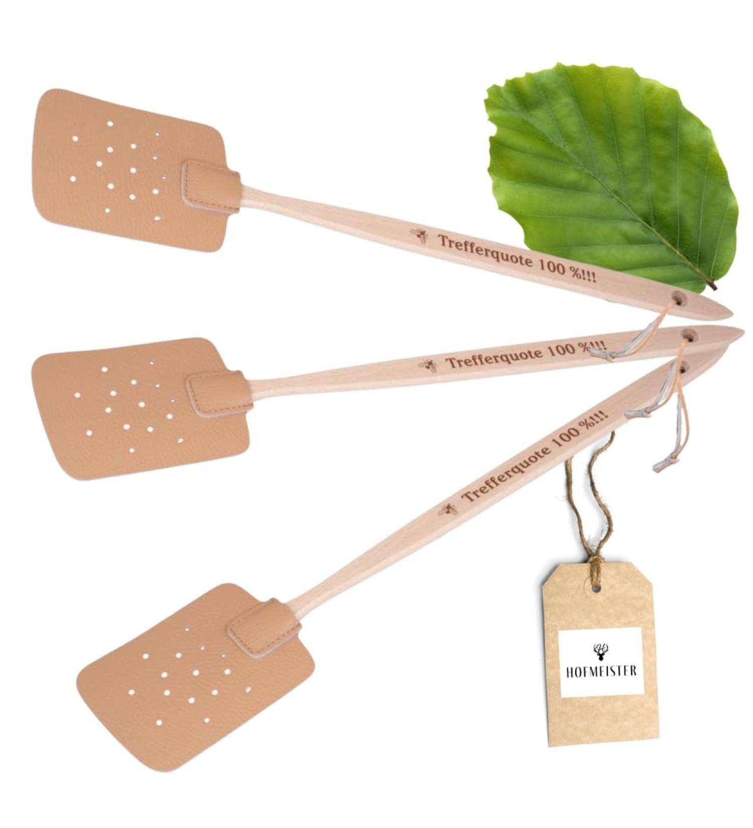 Buy 3x Hofmeister Fly Clappers - Beech Wood & Leather 47.5 cm - 100% Hit Rate Mosquito Rackets from Europe - Buy Online on GoSupps.com