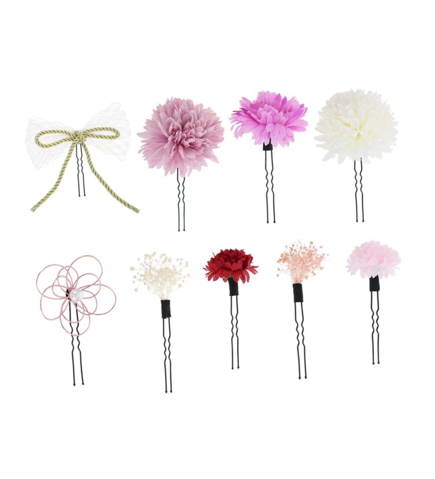DOITOOL 1 Set Japanese-style hair clip plant hair stick set preserved flower artificial flower purple the flowers french barrette hair clips bridal hair clip polyester iron - Buy Online on GoSupps.com