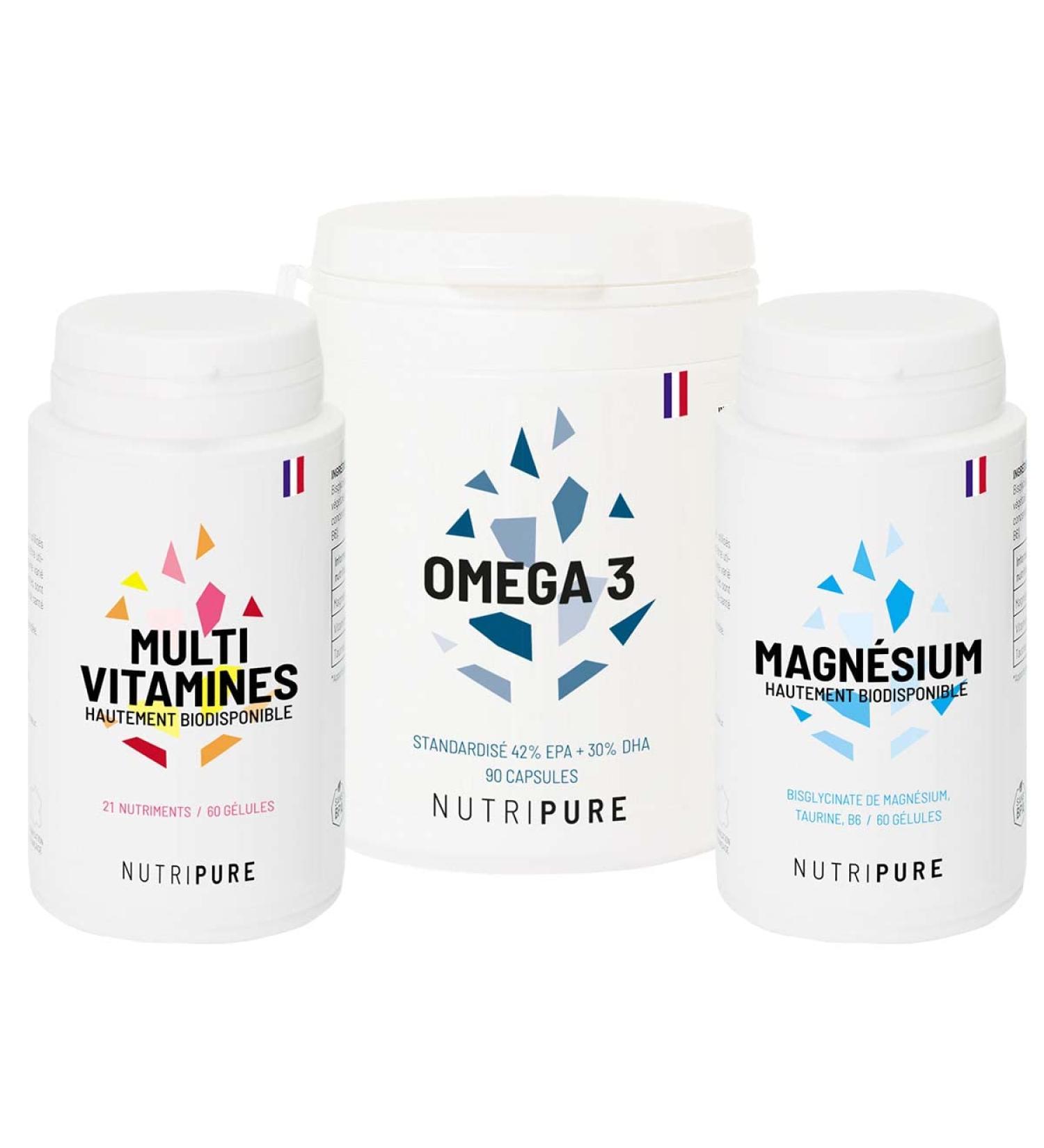 Nutripure | Essential Pack | Multivitamins Magnesium Bisglycinate Omega 3 Capsules | Sports Supplements | Health & Wellness | 30 Servings | Made in France - Buy Online on GoSupps.com