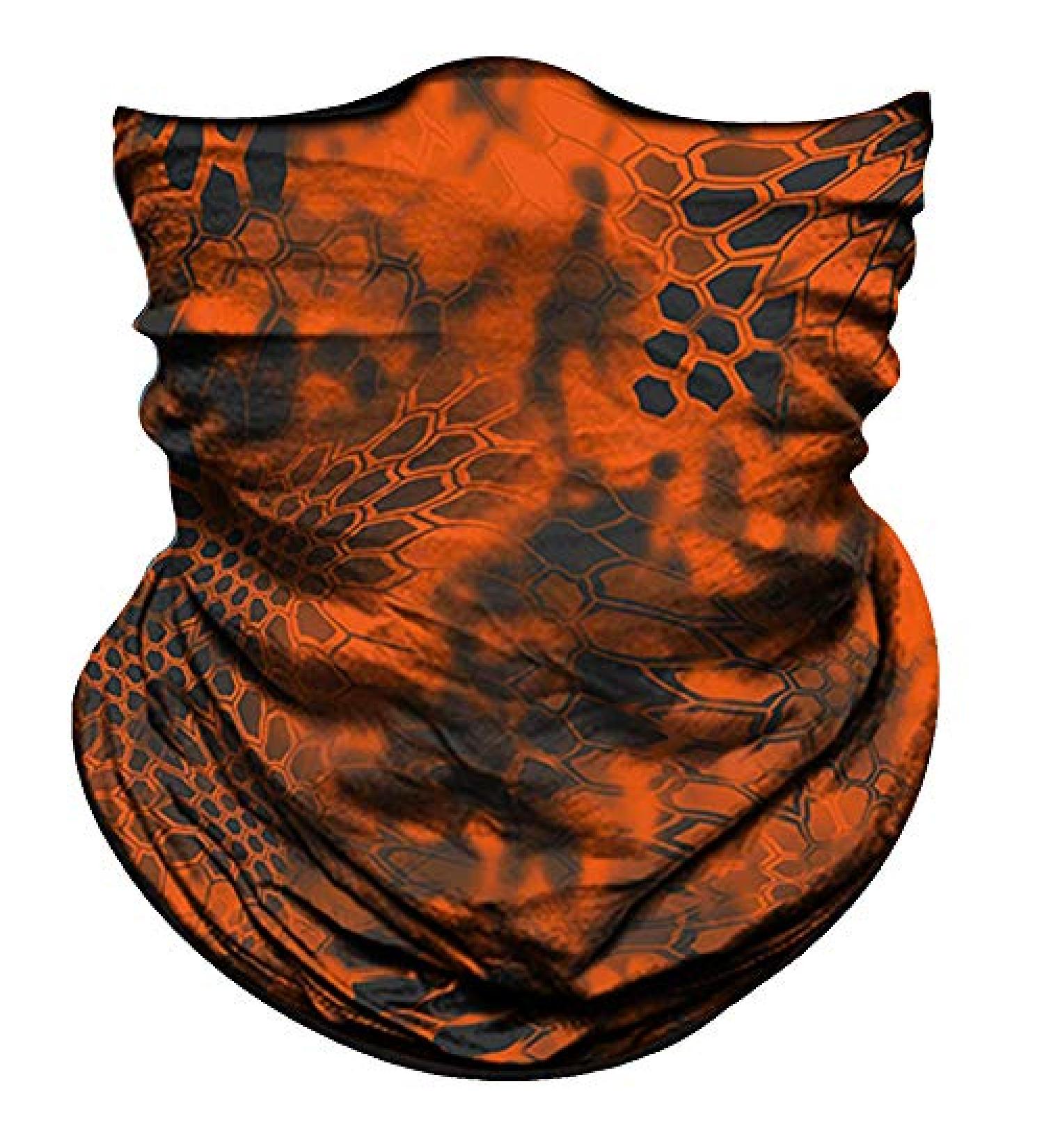 Obacle Seamless Bandana Face Mask Rave for Men Women - Python Skin Gray Orange - Buy Online on GoSupps.com