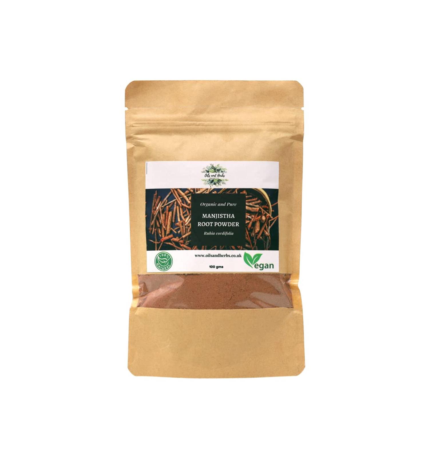 Clean Organic Manjistha Root Powder- Rubia Cordifolia - 100% Pure and Natural (100) 100 g (Pack of 1) - Buy Online on GoSupps.com